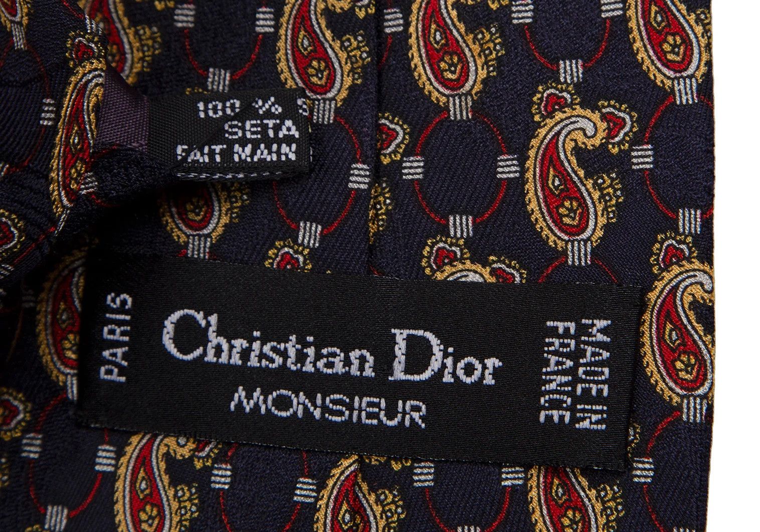 Dior Paisley Silk Tie in Navy Blue Size ONE SIZE - 7 Thumbnail