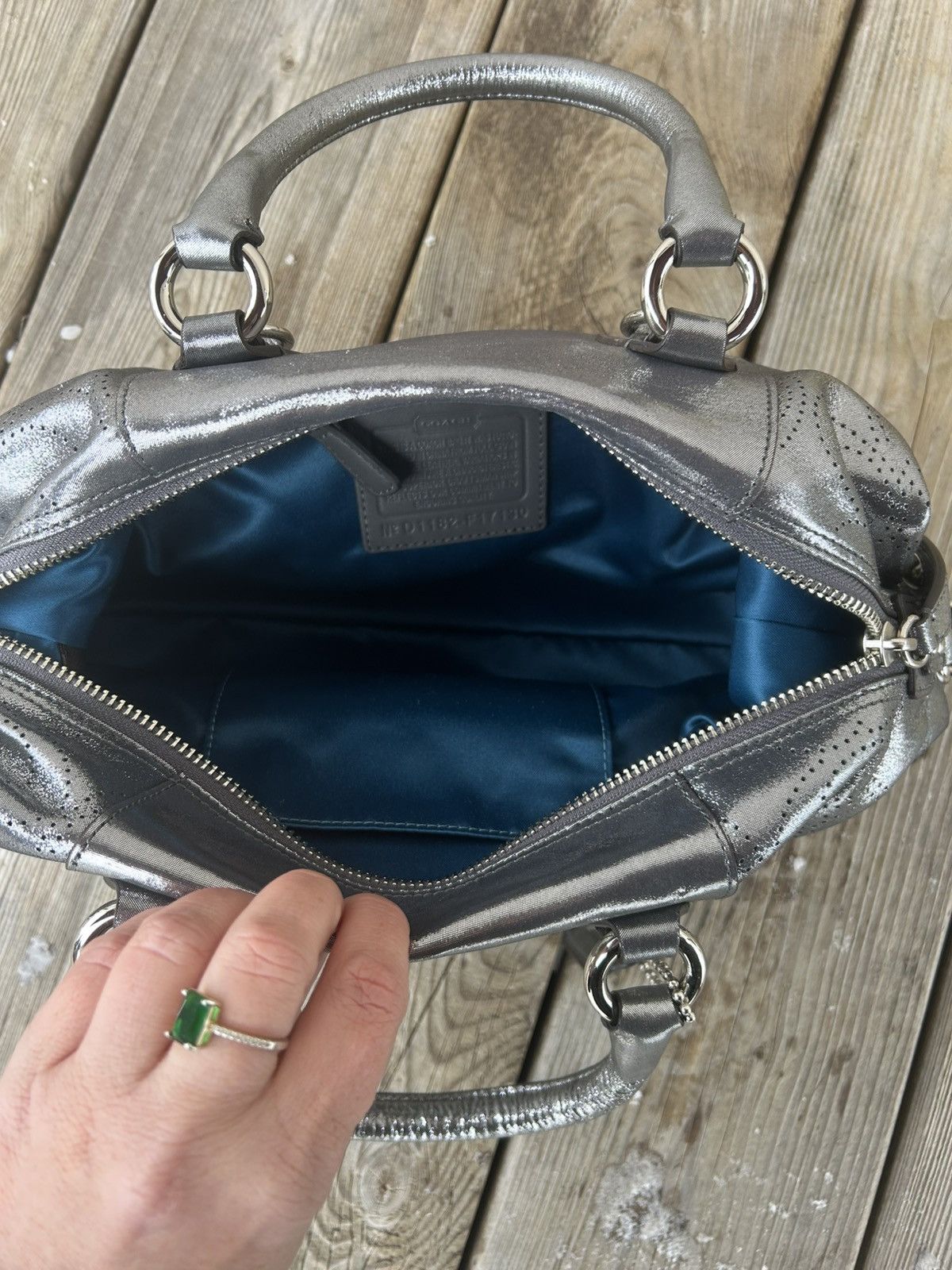 Coach NWT Y2K Coach Ashley Perforated Gunmetal Bag Silver Gunmetal Size ONE SIZE - 8 Thumbnail