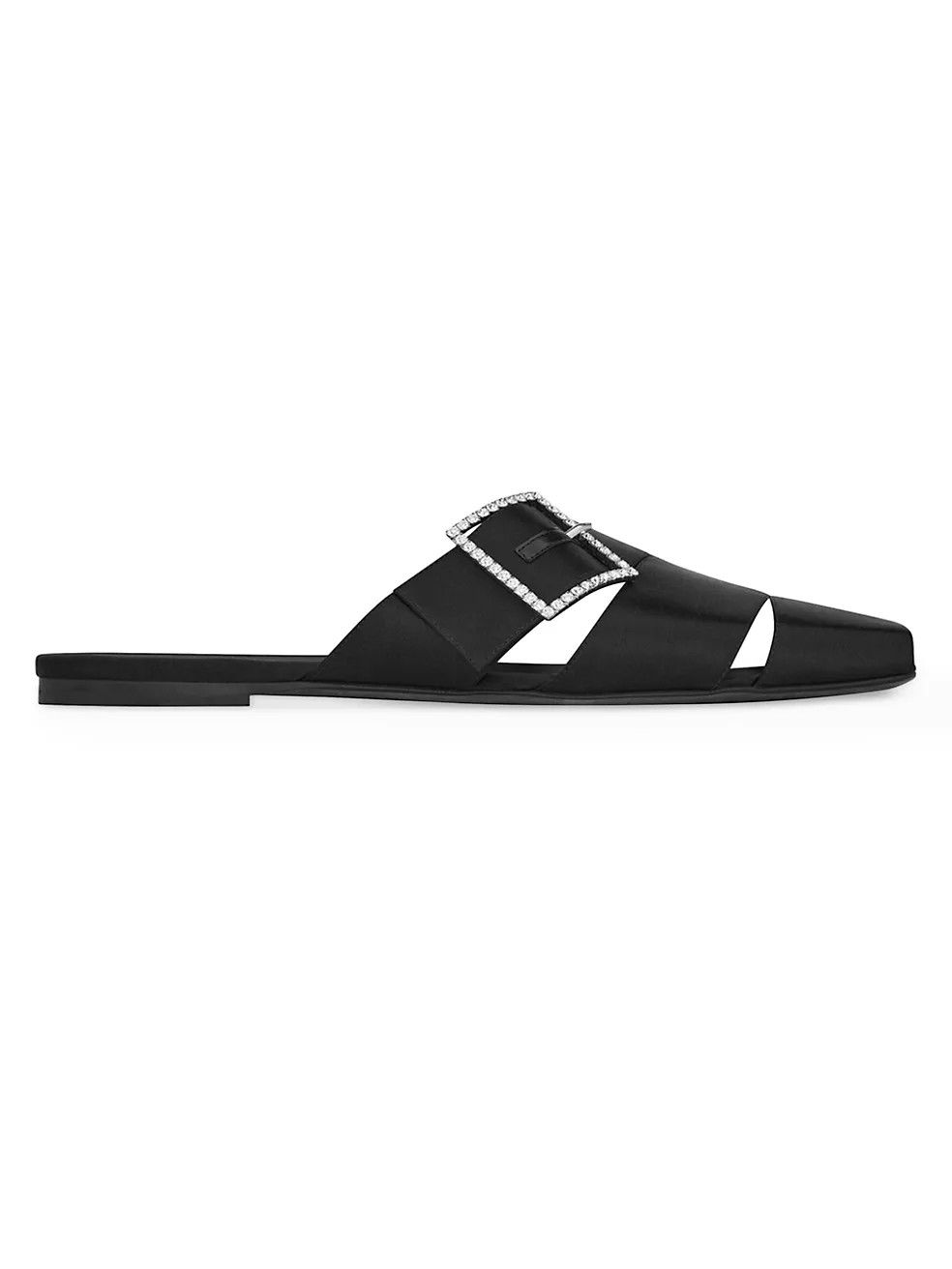 【SAINT LAURENT】 TERENCE MULES IN SHANTUNG Saint Laurent Men's Terence Mules In Shantung In Black