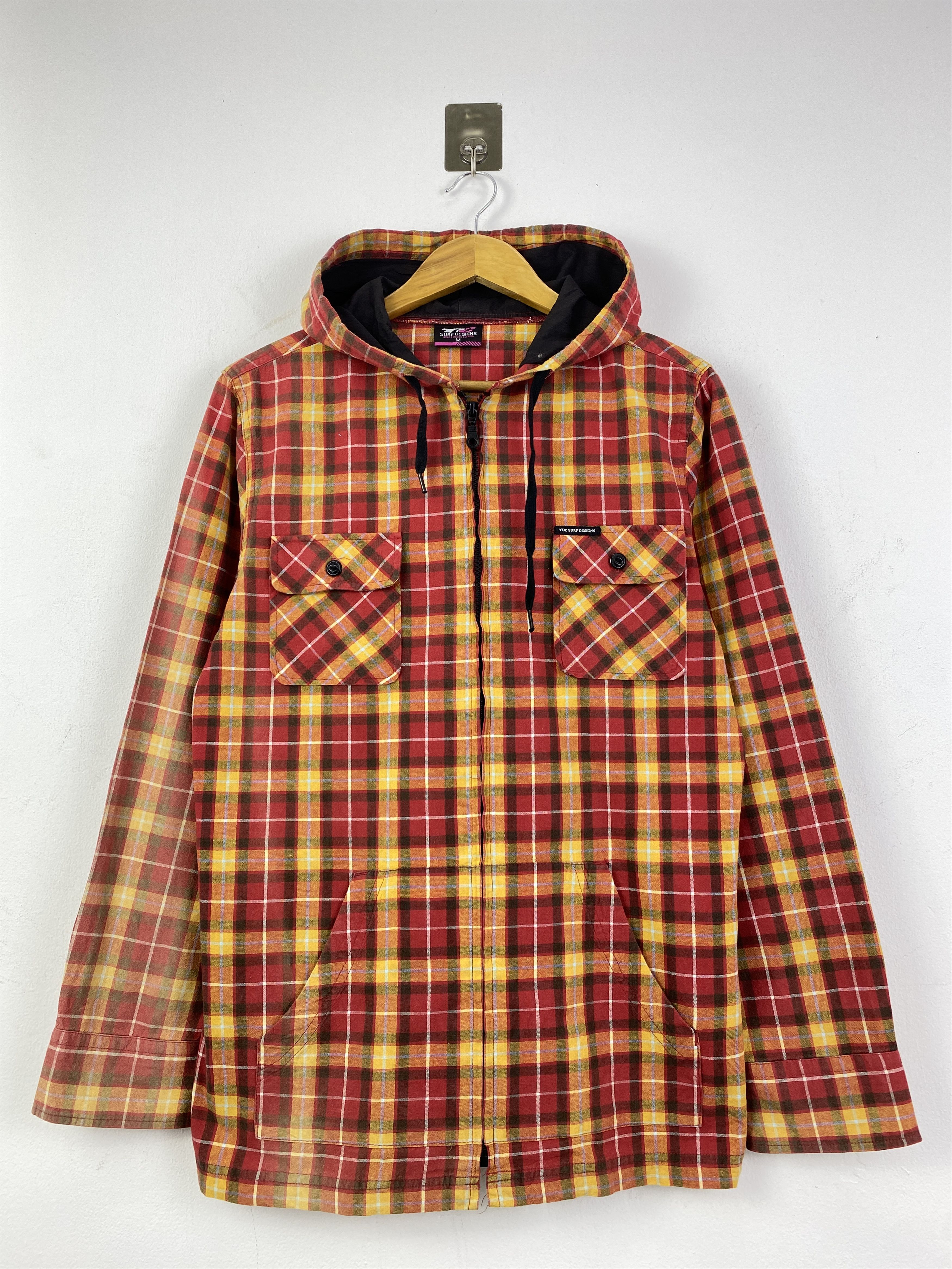 Japanese Brand Vintage T&C Surf Designs Plaid Pattern Flannel Hooded JA0228 Size US M / EU 48-50 / 2 - 1 Thumbnail