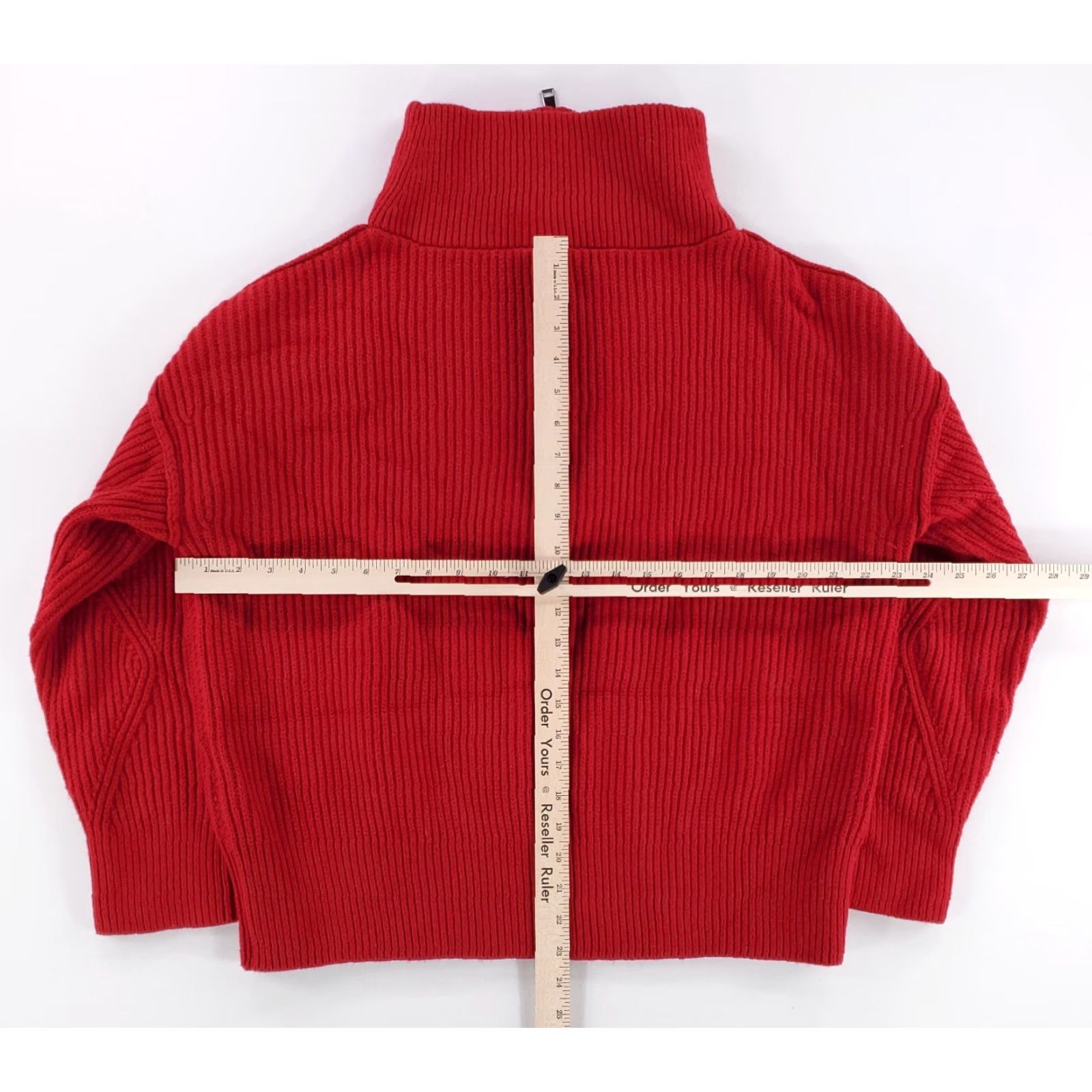 Banana Republic Banana Republic Sweater 1/4 Zip Red Ribbed Blend Long Sleeve Mens L Size US L / EU 52-54 / 3 - 6 Thumbnail