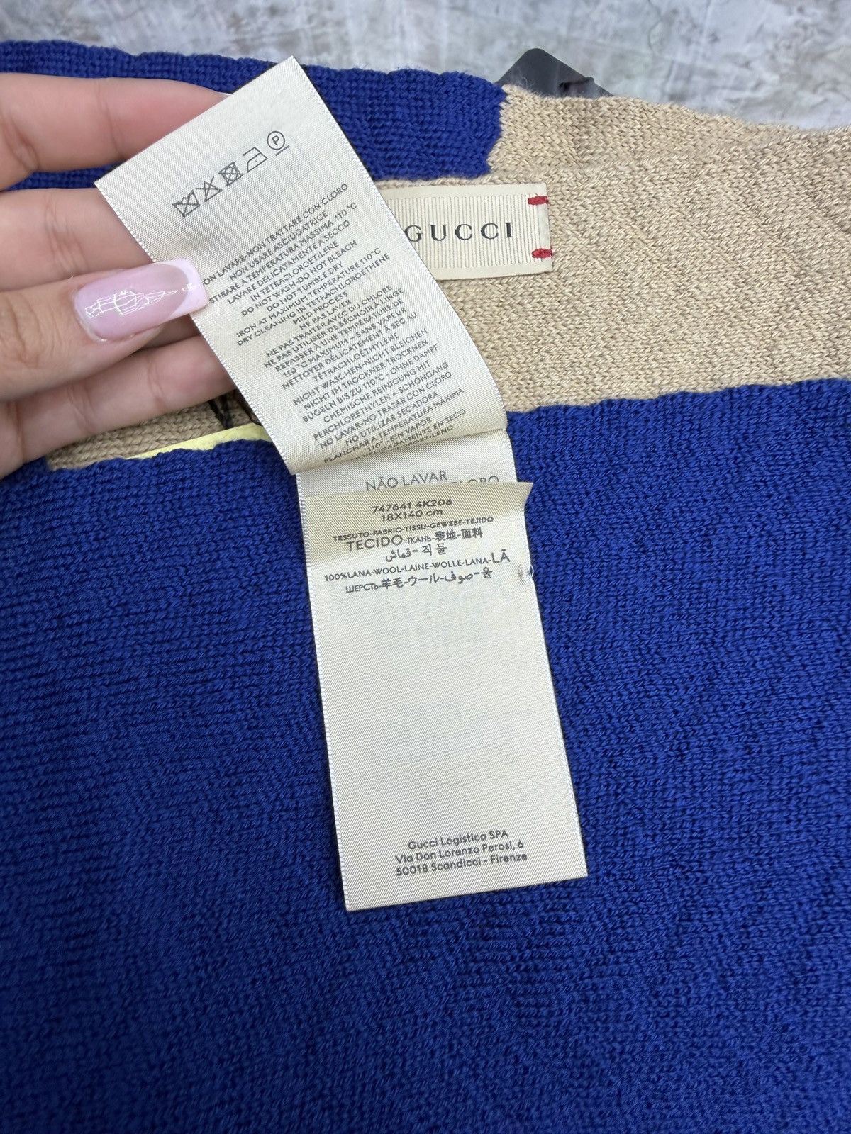 Gucci Gucci Navy/Beige Scarf Size ONE SIZE - 6 Thumbnail