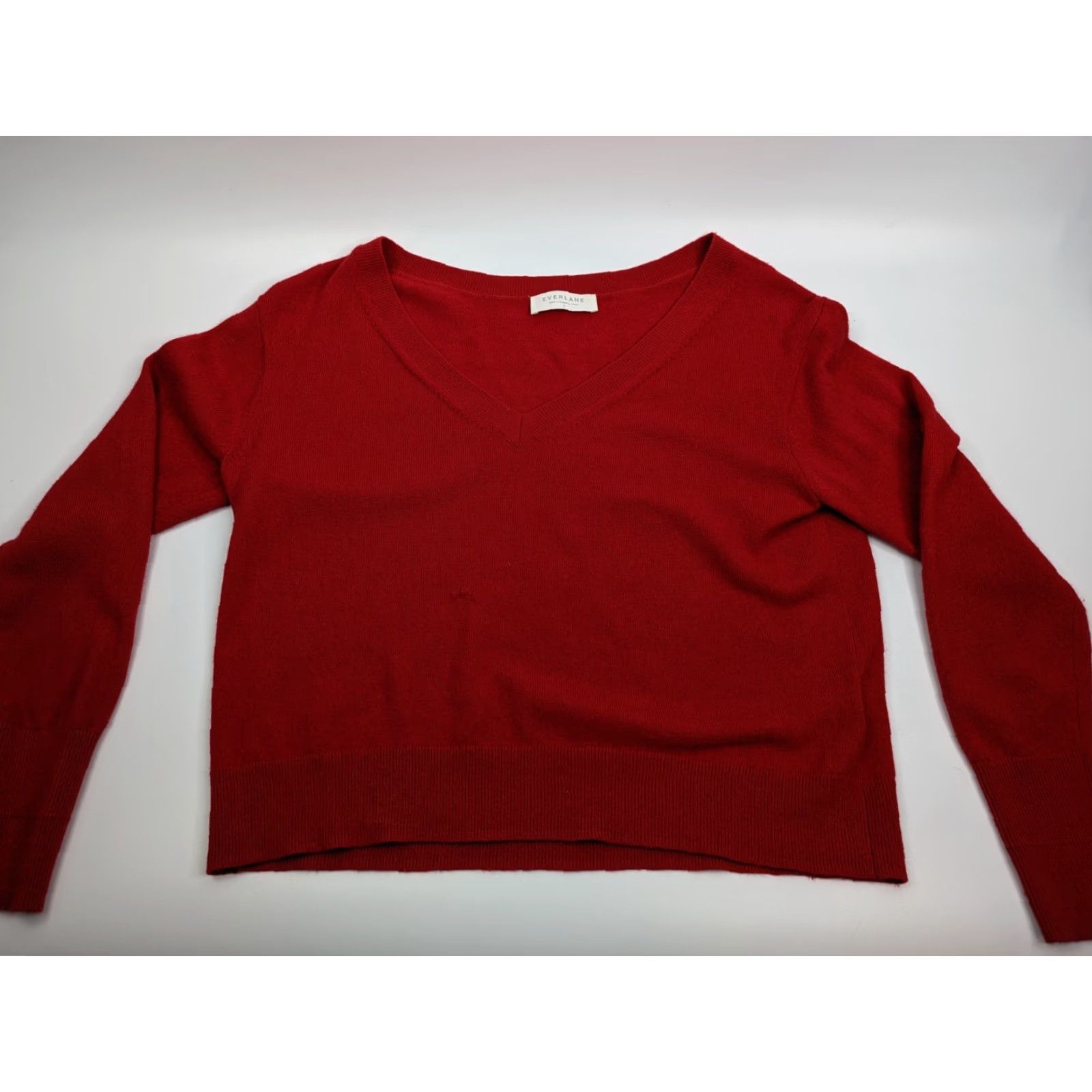 Everlane Everlane Red Cropped Pullover Cashmere Sweater Long Sleeve Womens Small Defect Size S / US 4 / IT 40 - 7 Thumbnail