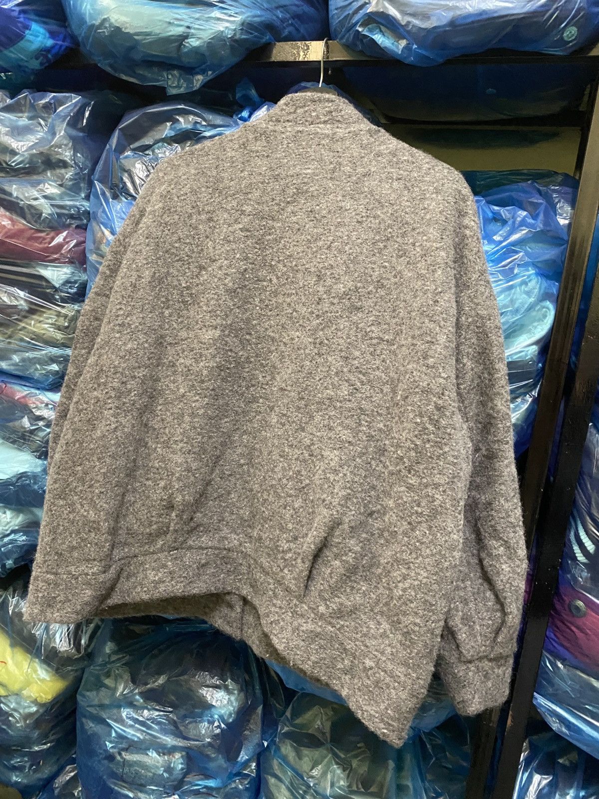 Japanese Brand IEDIT Japan Grey Wool Blend Snap Jacket Oversized Minimalist Size 3XL / US 20-22 - 10 Thumbnail