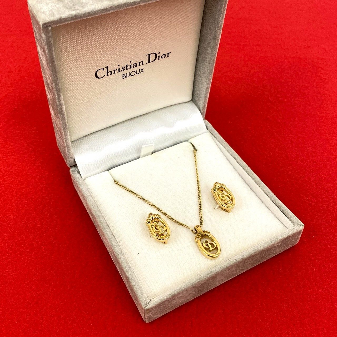 Dior Dior Christian Dior CD Logo 2way Necklace Earrings Set with Case Metal Necklace DUTY FREE for USA Size ONE SIZE - 1 Thumbnail