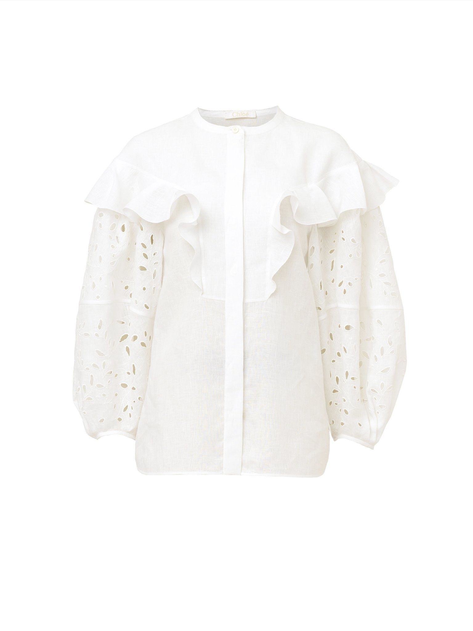 Chloe o1y0825 Linen Shirt in White Size S / US 4 / IT 40 - 1 Thumbnail