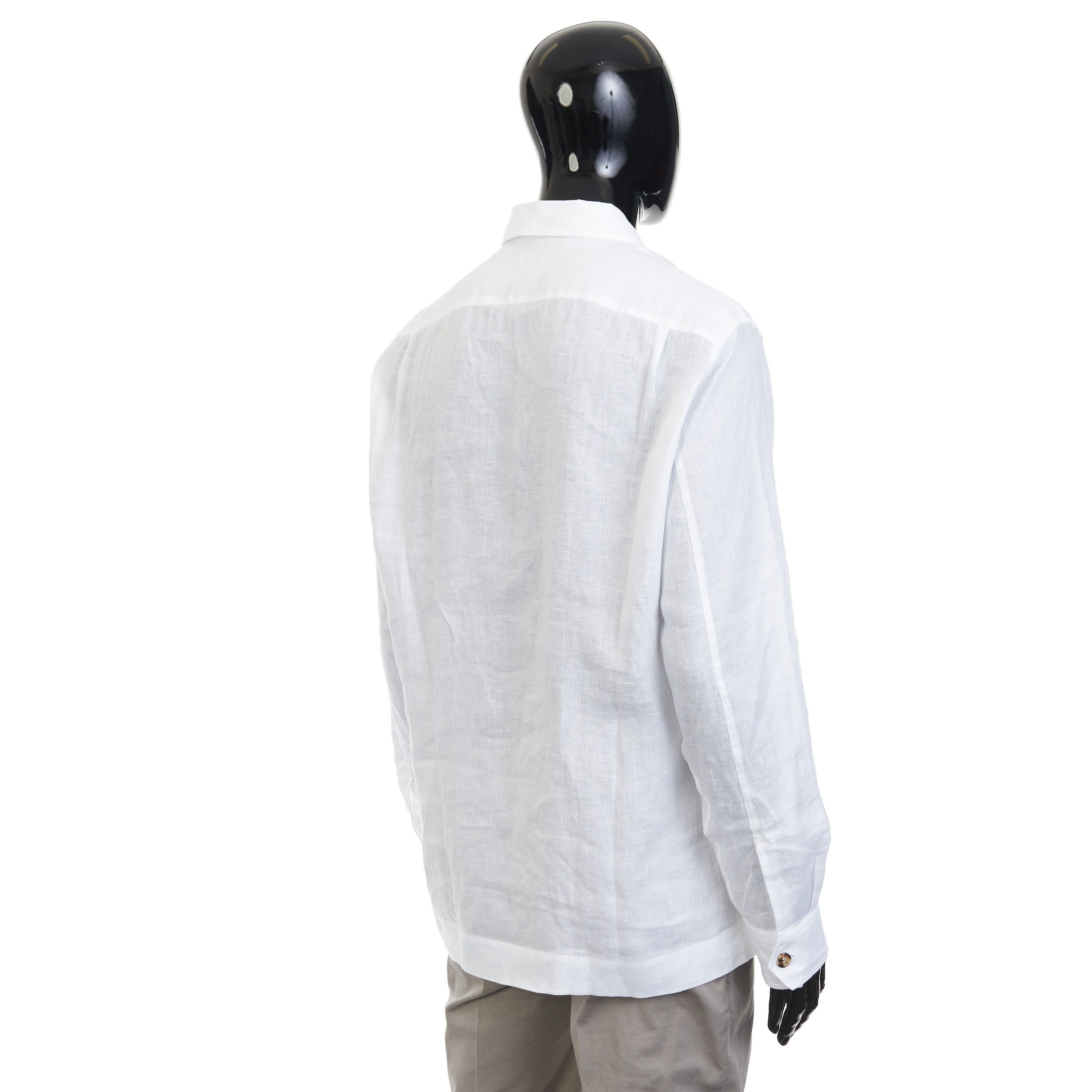 Brunello Cucinelli White Linen Shirt Jacket Size US L / EU 52-54 / 3 - 6 Thumbnail