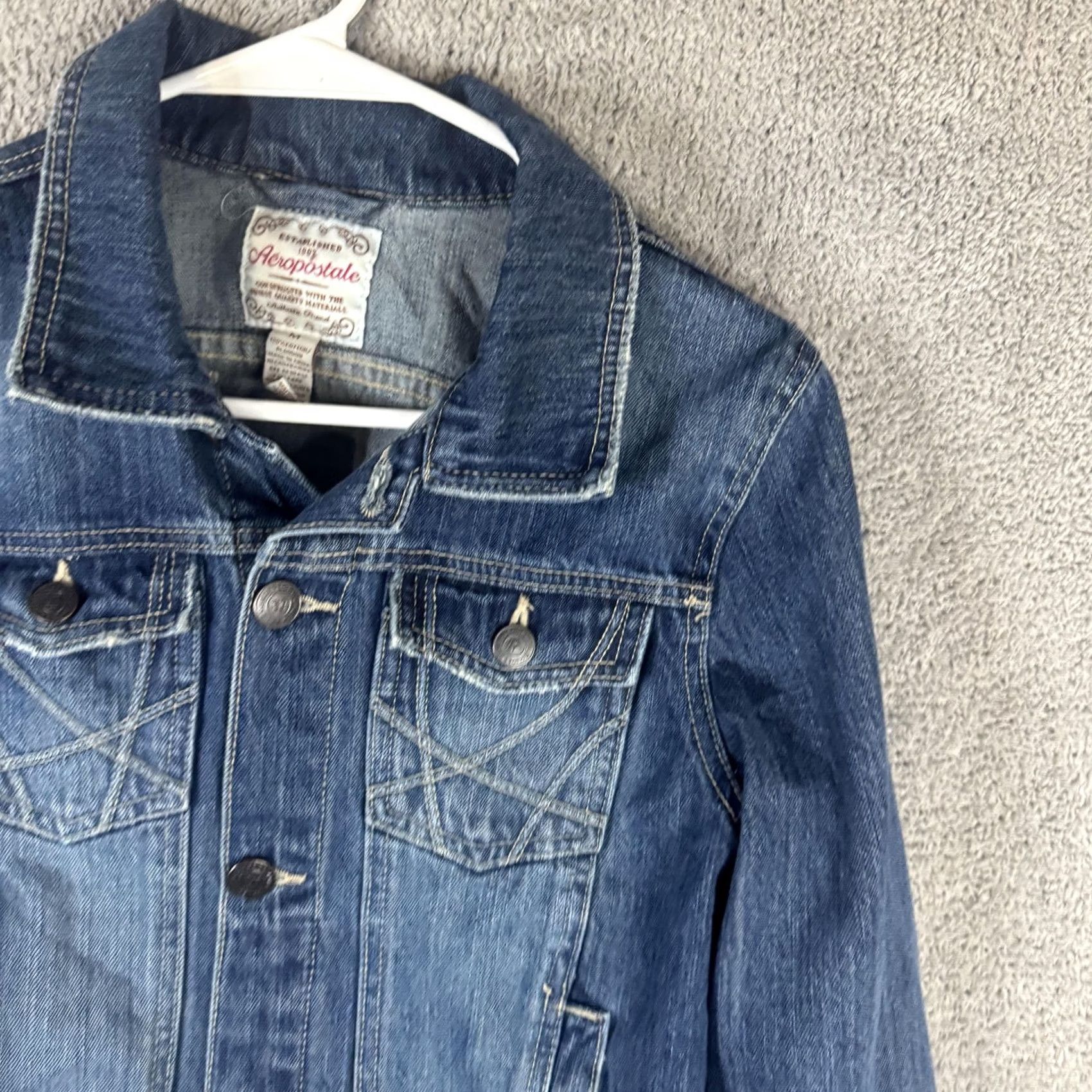 Aeropostale Aeropostale Denim Jacket Womens Medium Blue Button Front Pockets Jean Trucker Jeans Jacket Size 32" / US 10 / IT 46 - 4 Thumbnail