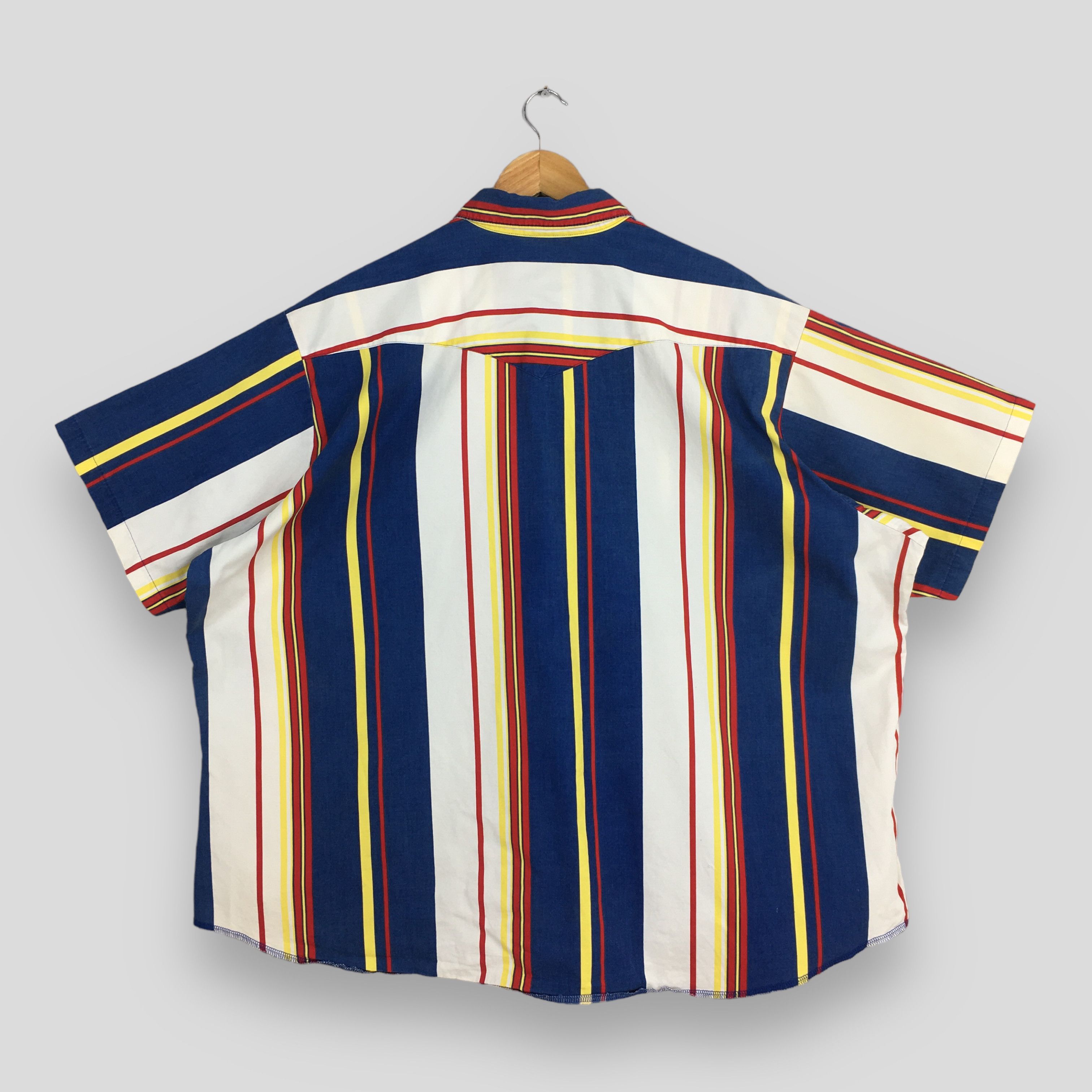Vintage × Wrangler Vintage Wrangler Striped Western Rodeo Oversized Shirt 4XL Size US XXL / EU 58 / 5 - 7 Thumbnail