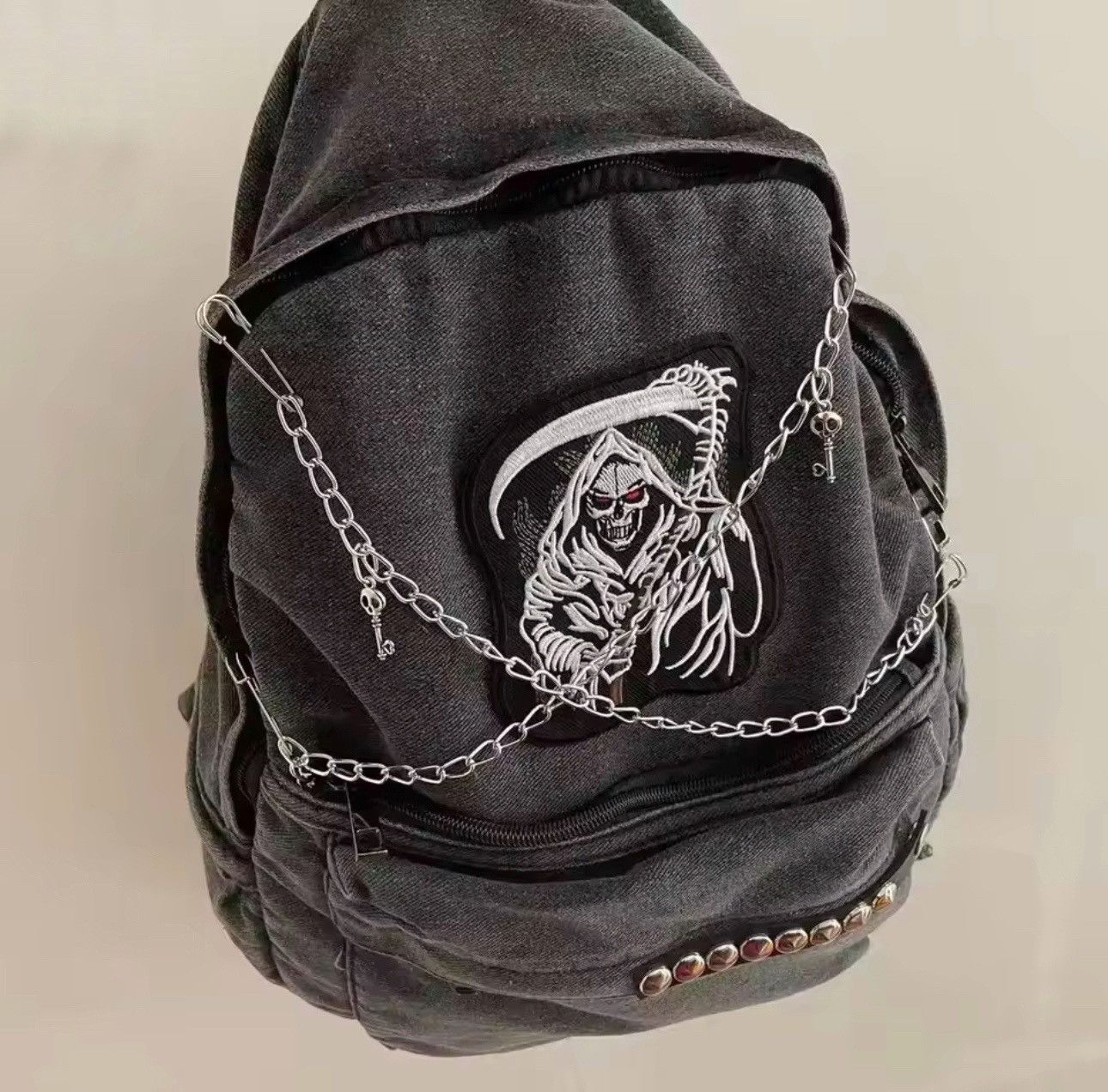 Other Gothic Punk Washed Black Capacity School Backpack Size ONE SIZE - 4 Thumbnail