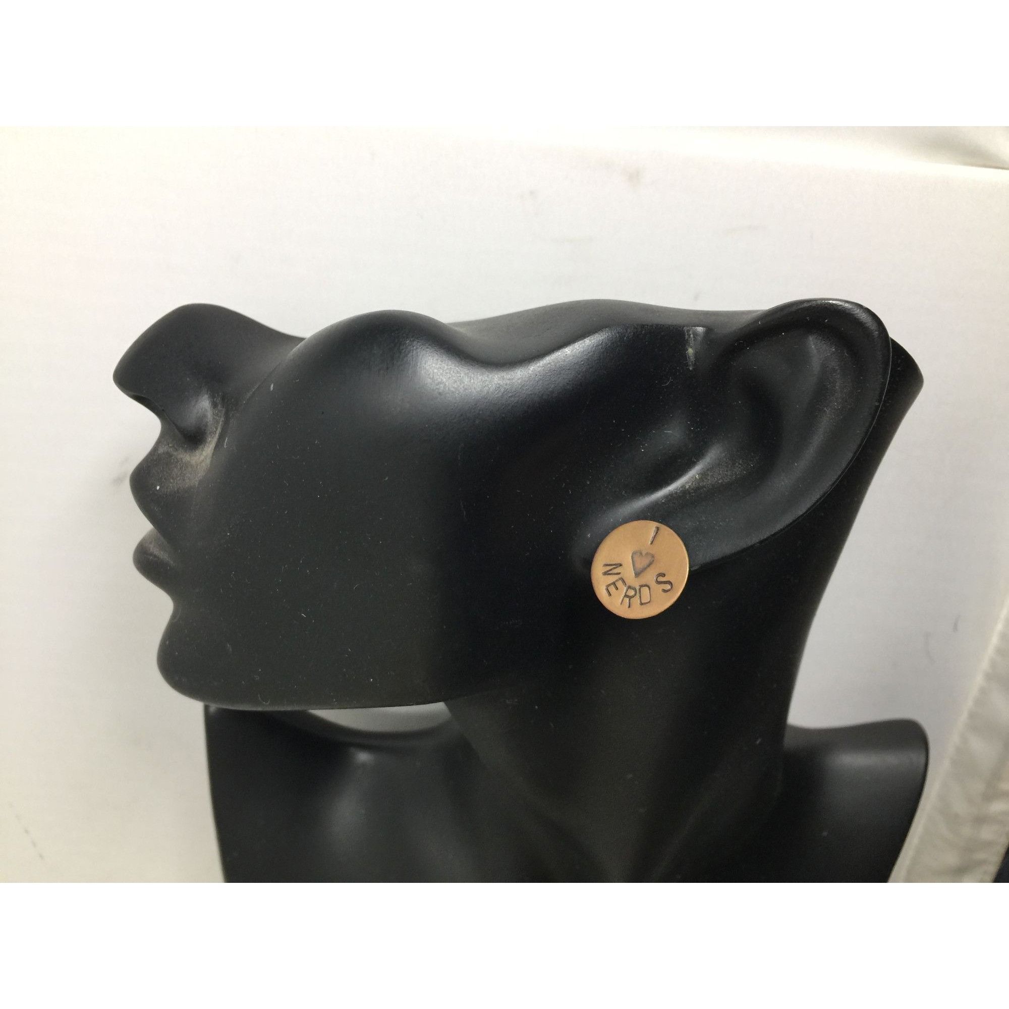 Other ''I love Nerds'' Women's Copper Tone Circle Stud Earrings Size ONE SIZE - 3 Thumbnail