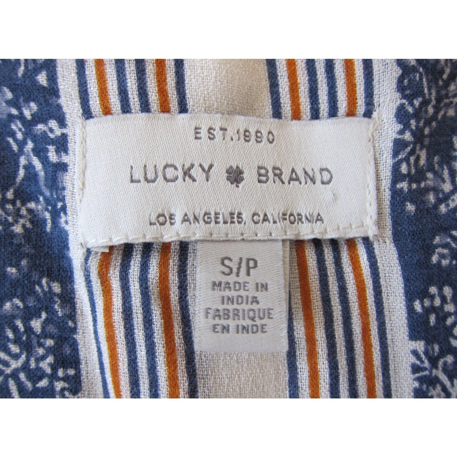Lucky Brand Lucky Brand Blouse Tunic S Floral V-Neck 3/4 Sleeve Blue Ivory Peasant Rayon Shirt Women Size S / US 4 / IT 40 - 3 Thumbnail