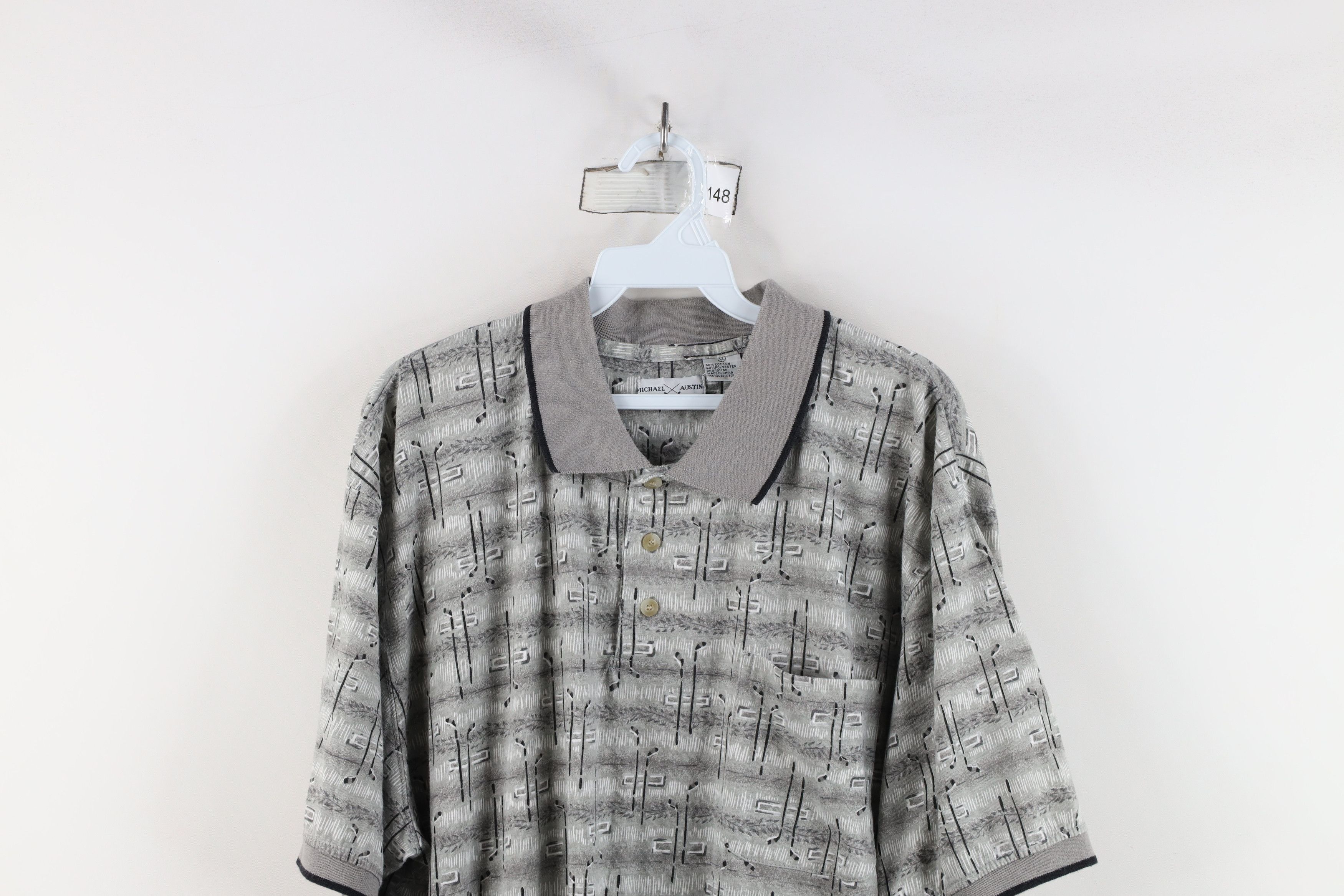Vintage Vintage 90s Streetwear All Over Print Collared Polo Shirt Size US XL / EU 56 / 4 - 2 Thumbnail