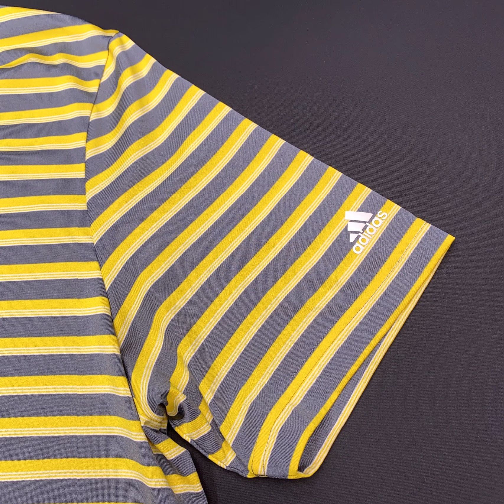 Adidas adidas Golf Polo Shirt Adult L Gray Striped Yellow Polyester Logo Moisture Wicking Regular Men Size US L / EU 52-54 / 3 - 3 Thumbnail