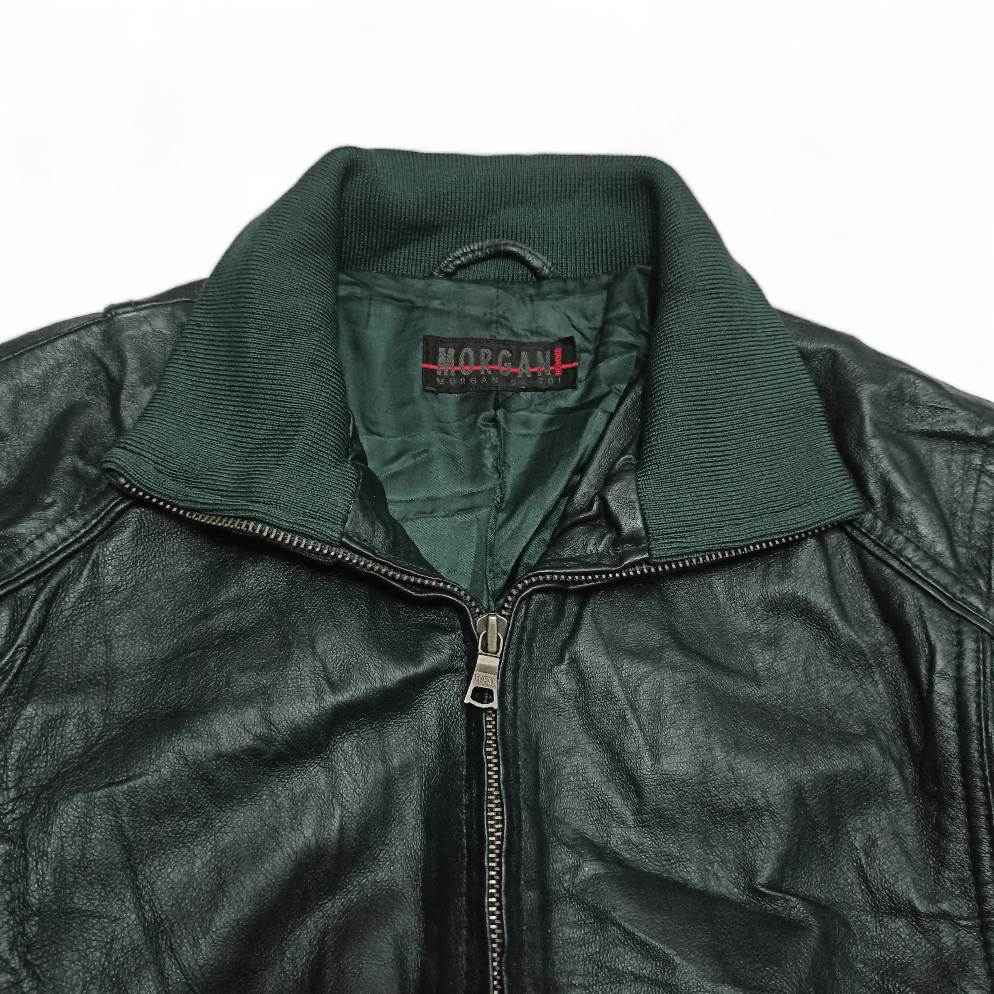 Morgan Homme Vintage Y2K Women's MORGAN DE TOI HOMME Green Leather Jacket Size M / US 6-8 / IT 42-44 - 7 Thumbnail