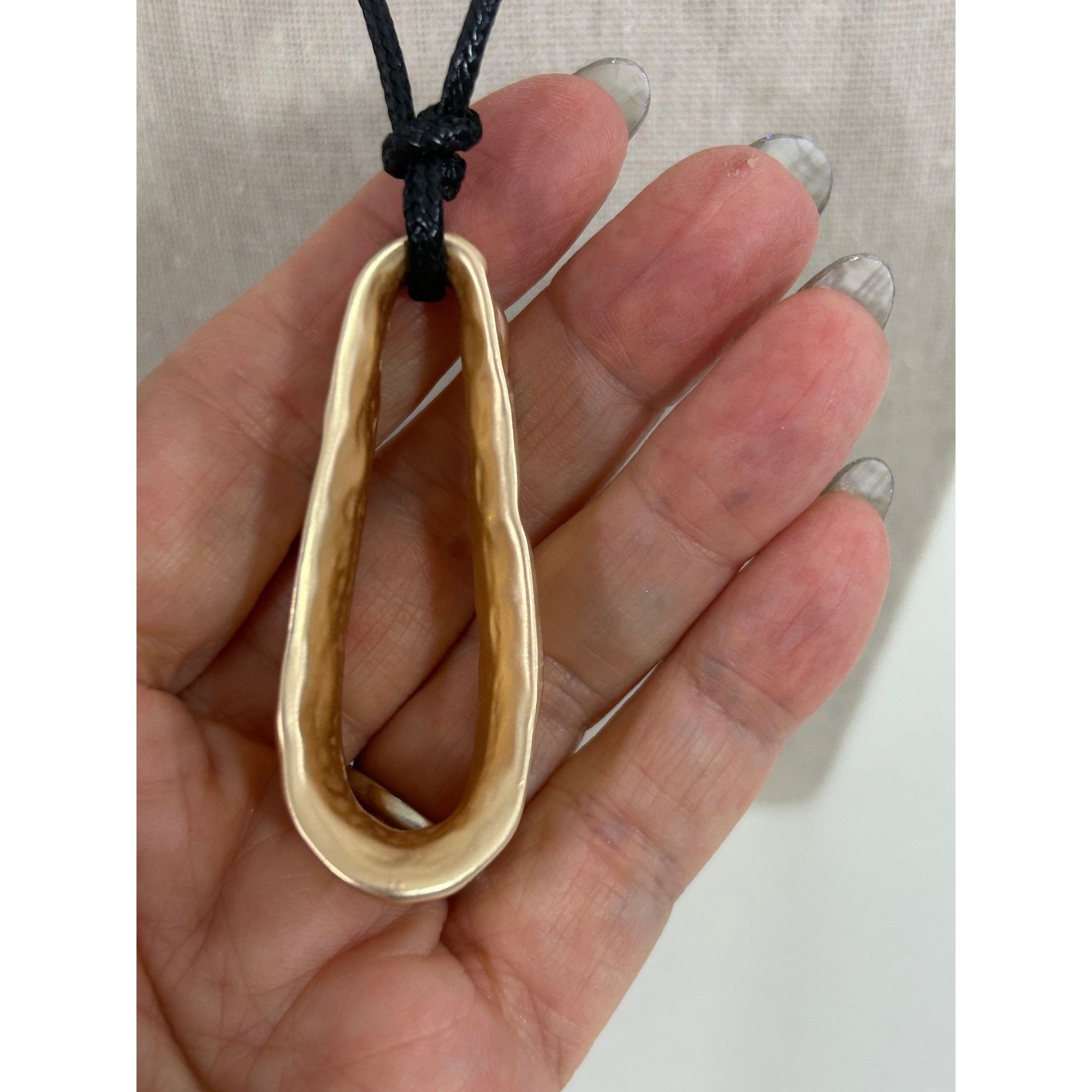 Adolfo Dominguez Adolfo Dominguez Pendant Necklace Gold- toned Black 16”Cord Size ONE SIZE - 5 Thumbnail