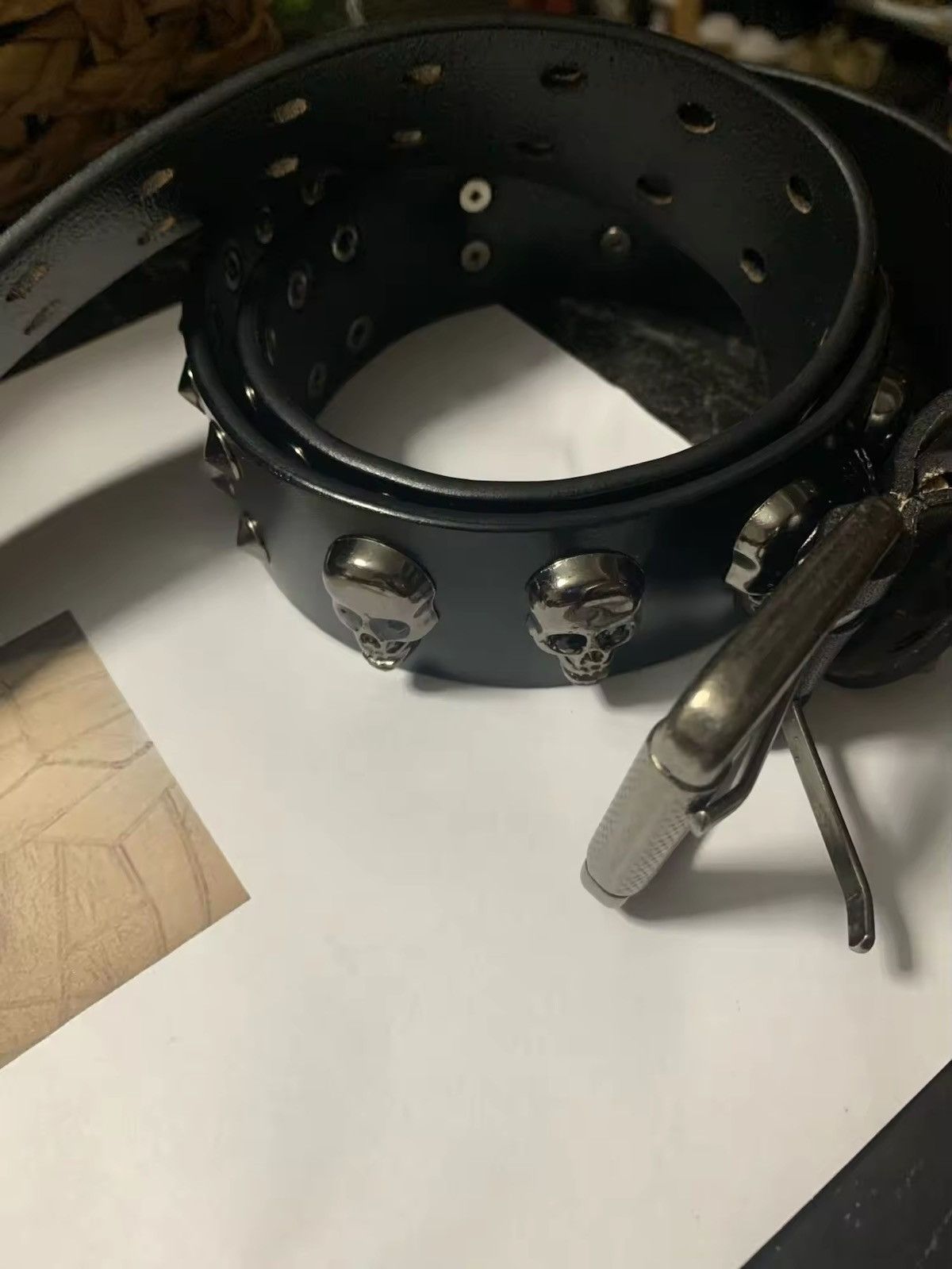 Leather Skull Studded Punk VS Cowboy Belts Size ONE SIZE - 7 Thumbnail