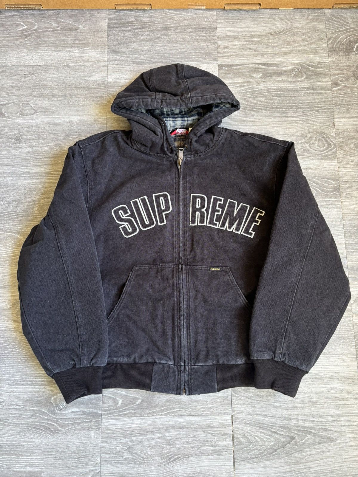 Supreme Reflective Arc Hooded Work Jacket Black FW25
