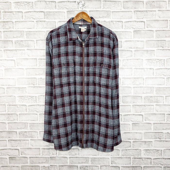 Carbon 2 Cobalt Full Zip Flannel Shirt Jacket Blue Burgundy Grailed