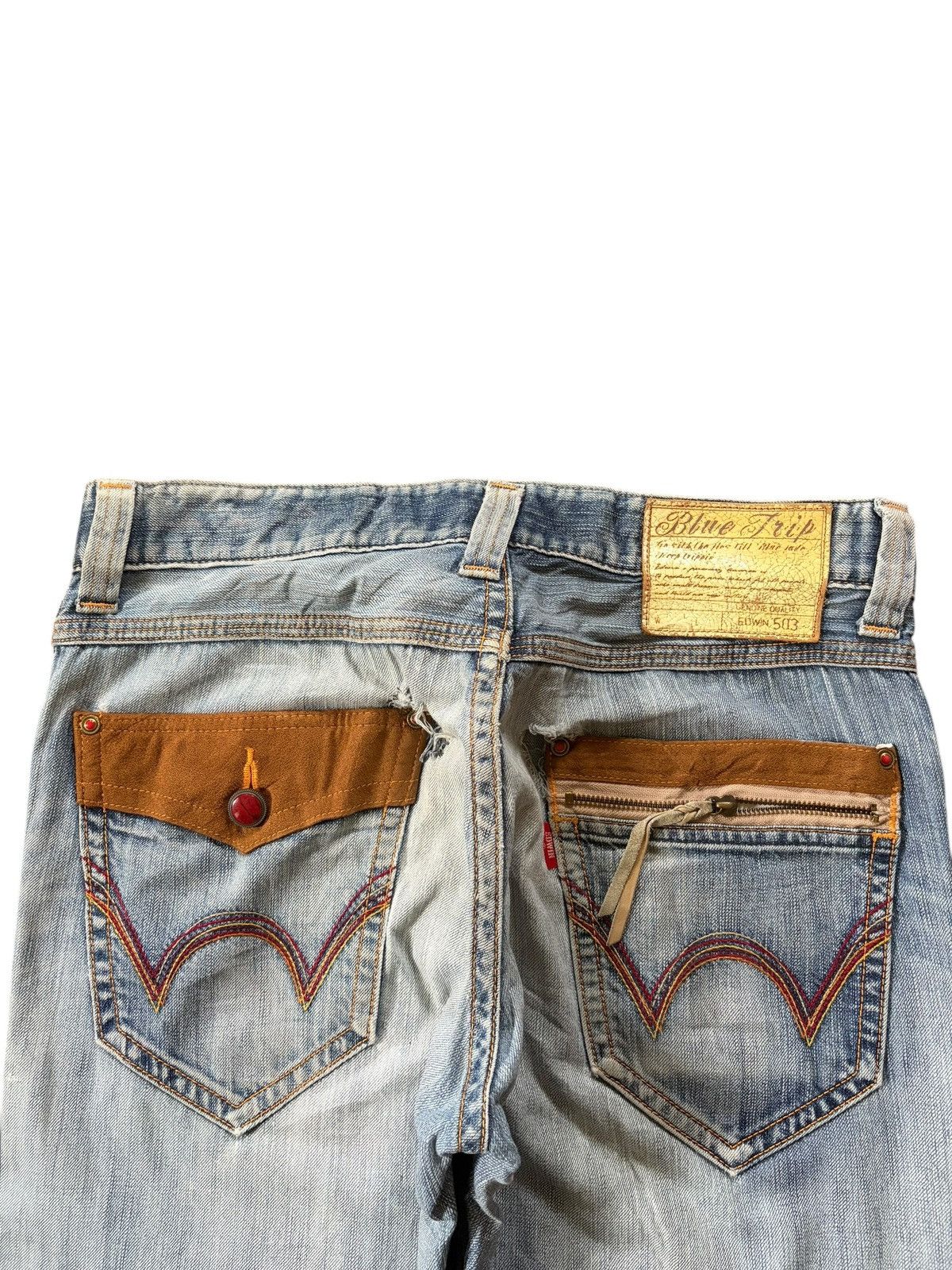 Edwin Vintage Edwin 503 Faded Wash Distress Flare Jeans Size US 33 - 4 Thumbnail