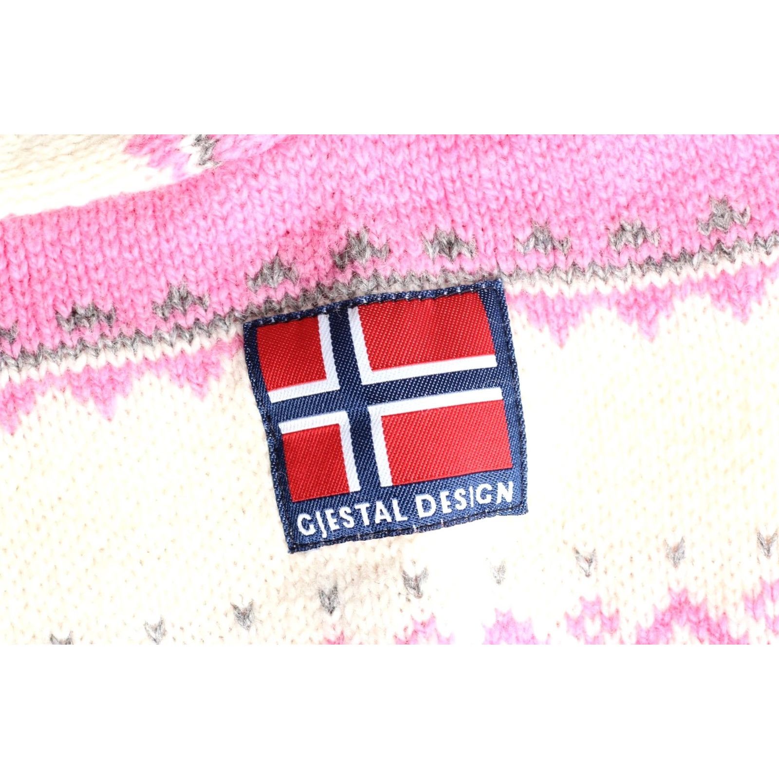 SAS ASA GJESTAL SPINNERI Norway Nordic Fair Isle Zip Neck Wool Jumper Sweater Men M White / Pink Knit 1/4 Zip All Seasons Classic Designer Jumpers Mens Size US M / EU 48-50 / 2 - 5 Thumbnail