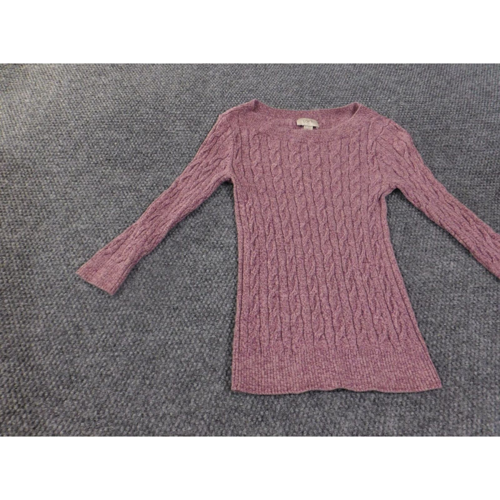 Loft LOFT Sweater Womens XXS Purple Cable Knit Pullover Crewneck Long Sleeve Cotton Size XXS / US 00 / IT 34 - 3 Thumbnail