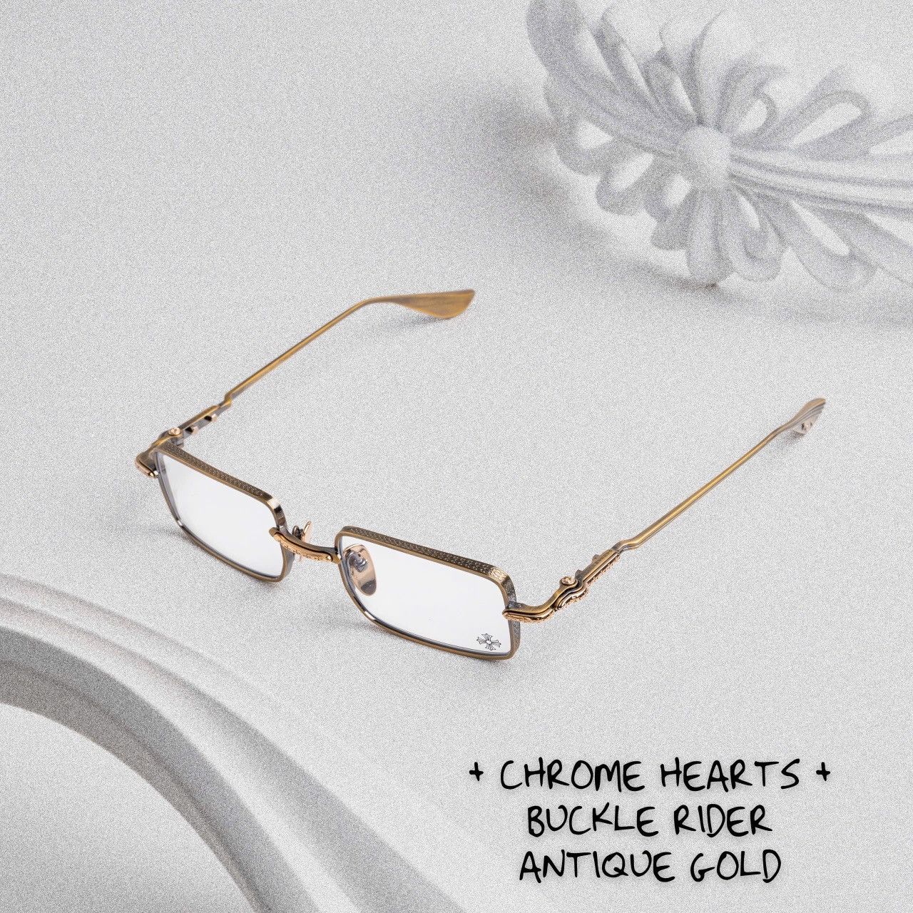 CHROME HEARTS BUCKLE RIDER ANTIQUE GOLD GLASSES