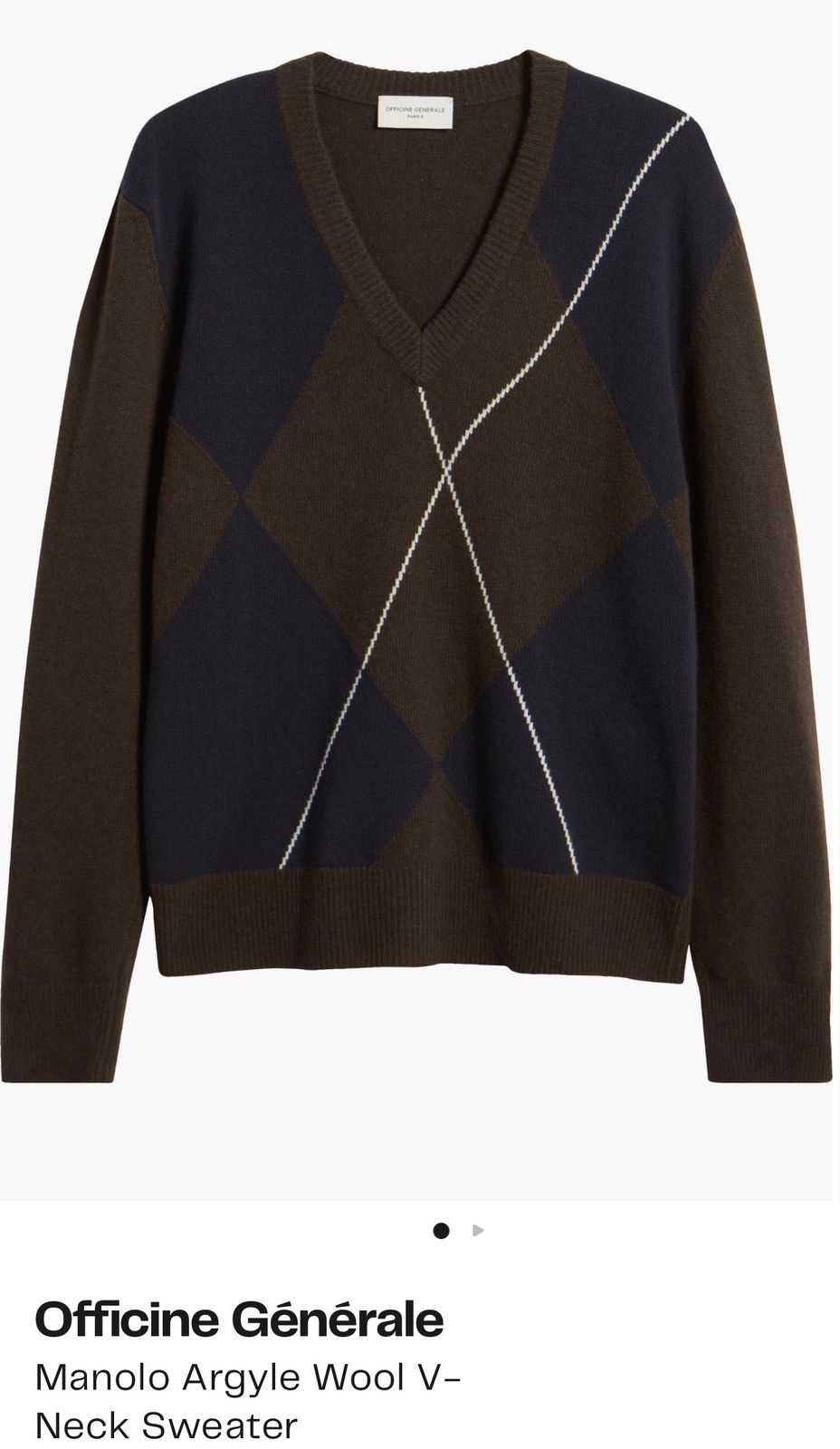 Officine Generale Officine Generale mens Argyle sweater M Made in Italy NWT Size US M / EU 48-50 / 2 - 4 Thumbnail