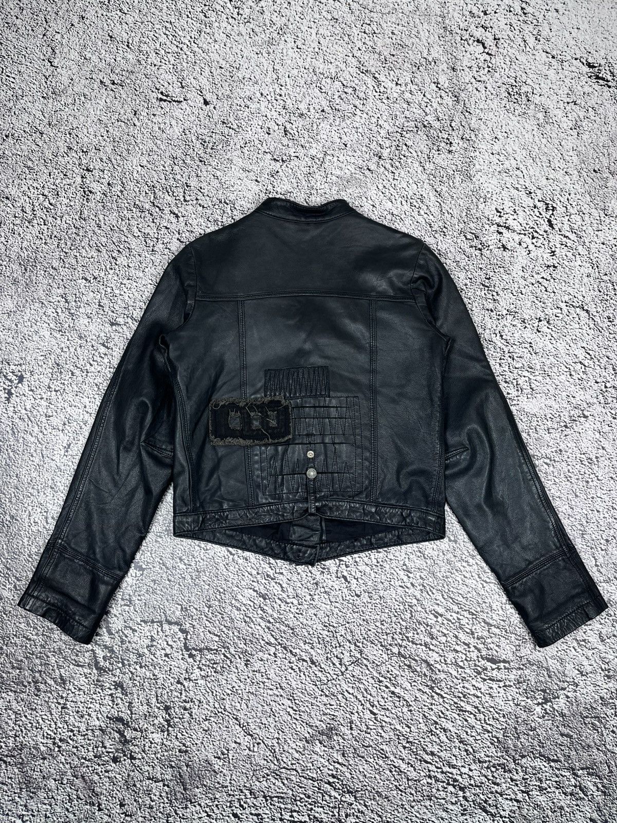 Marithe + Francois Girbaud MARITHE FRANÇOIS GIRBAUD Avant Garde Cropped Leather Jacket Size S / US 4 / IT 40 - 13 Thumbnail