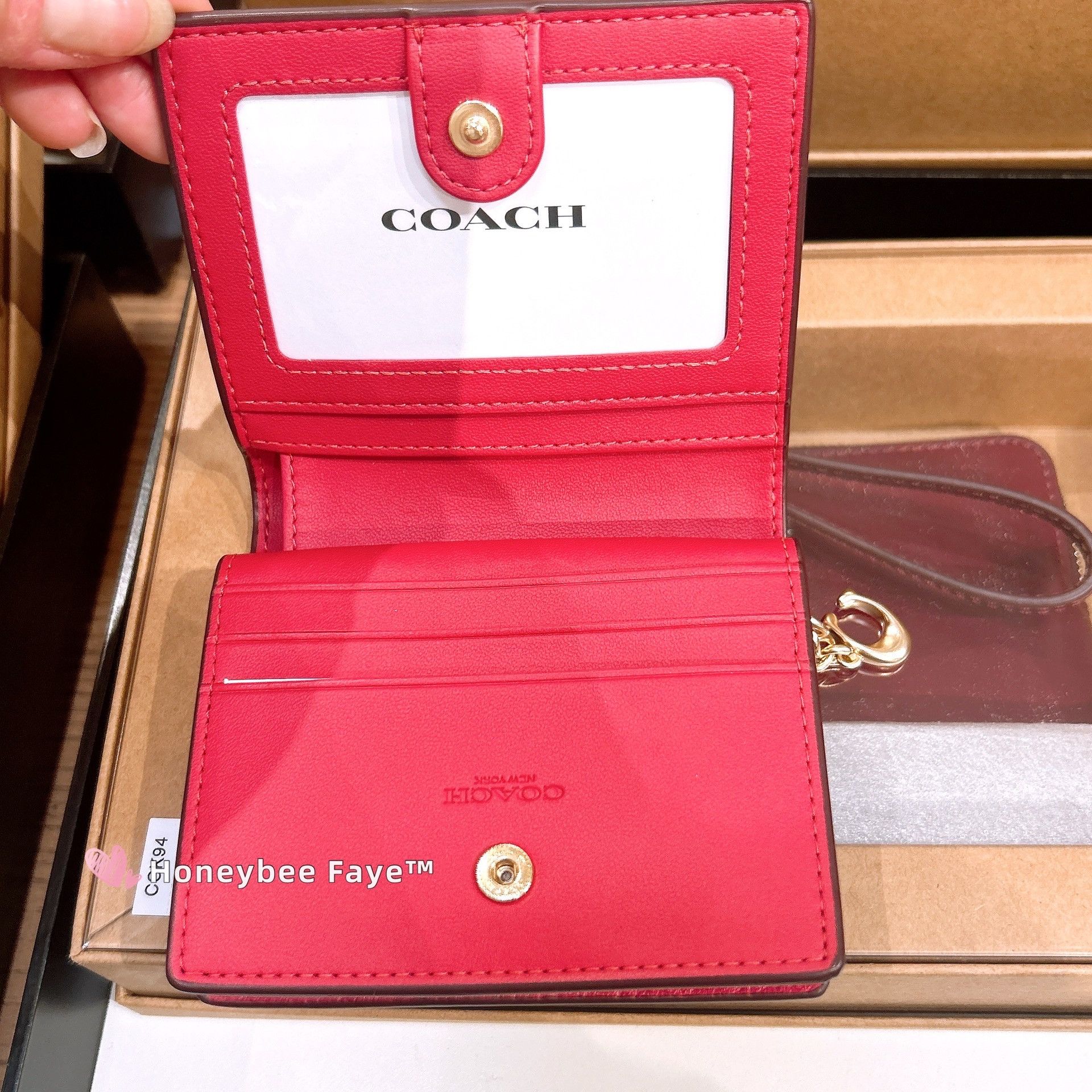 Coach Snap Wallet C2862 Gold/True Red Size ONE SIZE - 3 Thumbnail
