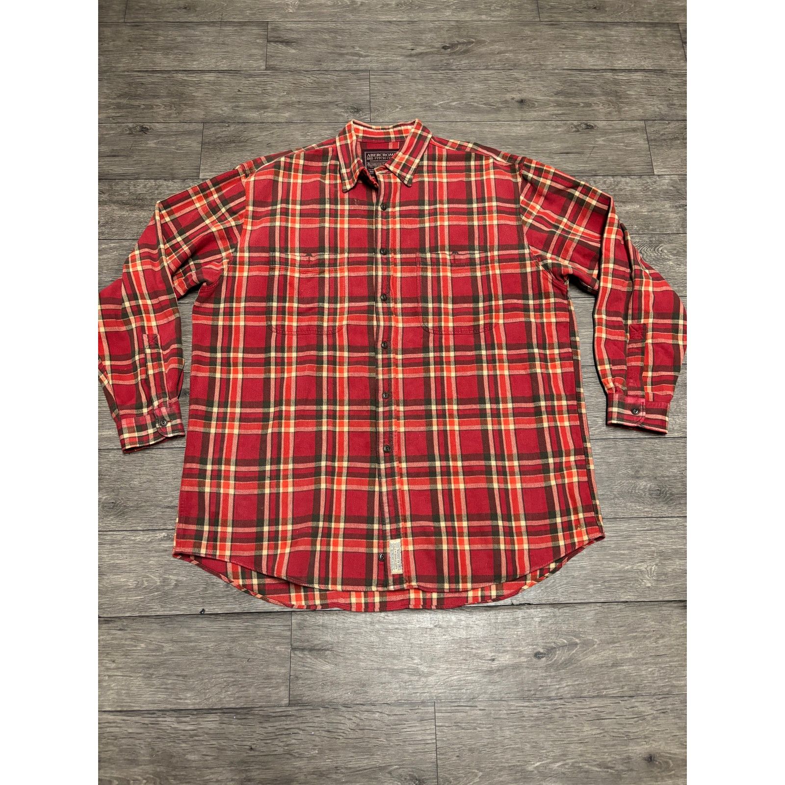 Abercrombie & Fitch × Vintage VTG Abercrombie & Fitch Flannel Button Lined Shirt Sz L Red Size US L / EU 52-54 / 3 - 1 Thumbnail