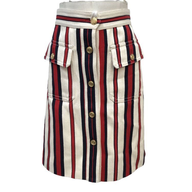 Gucci Gucci Striped Cotton Mini Skirt Size 46 Size 32" / US 10 / IT 46 - 1 Thumbnail