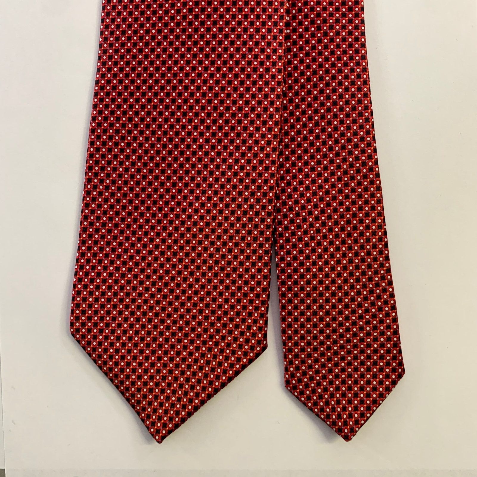 Dolcepunta DOLCEPUNTA Red Black Polka Dot Foulard Silk Tie Size ONE SIZE - 1 Thumbnail