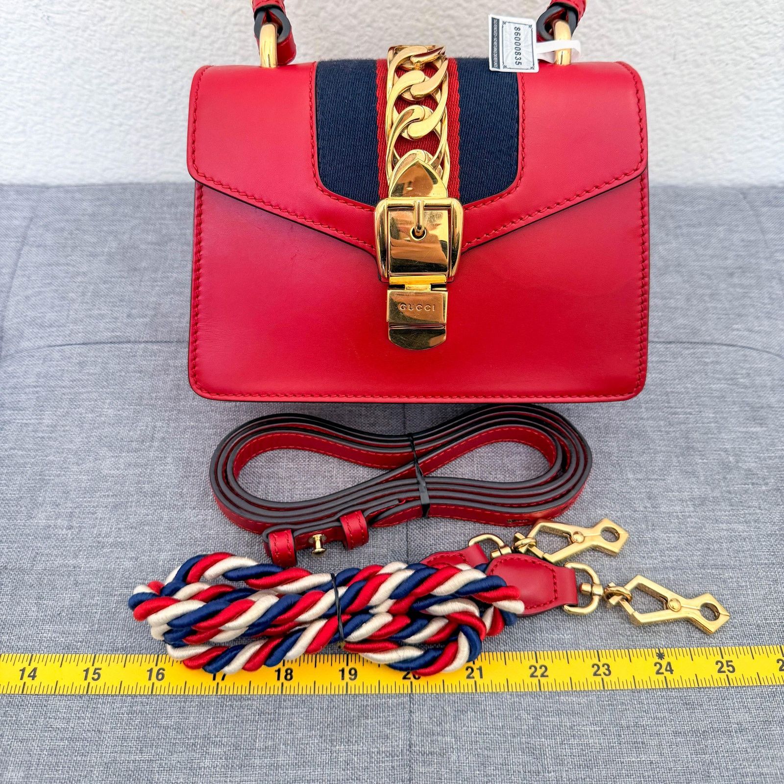 Gucci Authentic Gucci Sylvie Red Leather Small Shoulder Bag Size ONE SIZE - 2 Thumbnail