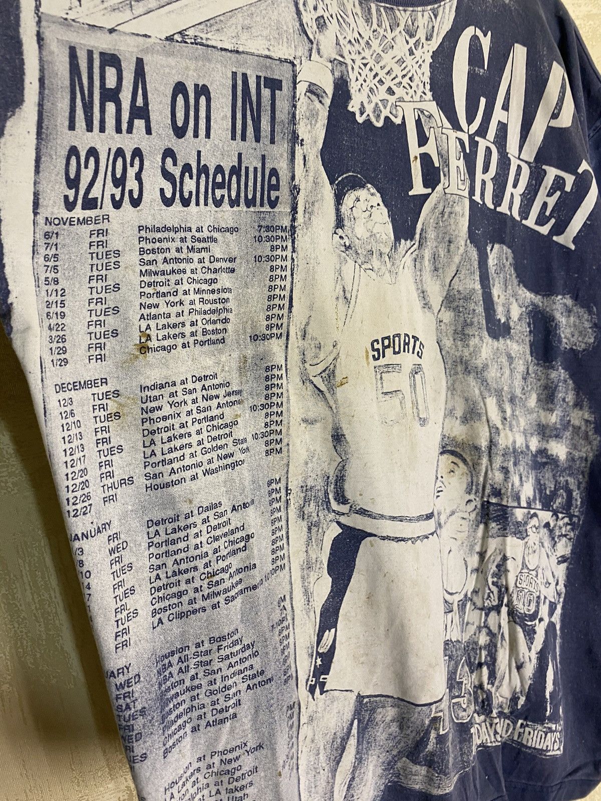 Japanese Brand × Vintage Vintage Basketball 90s Overprint Sun Faded Distressed Tee Size US XXL / EU 58 / 5 - 3 Thumbnail