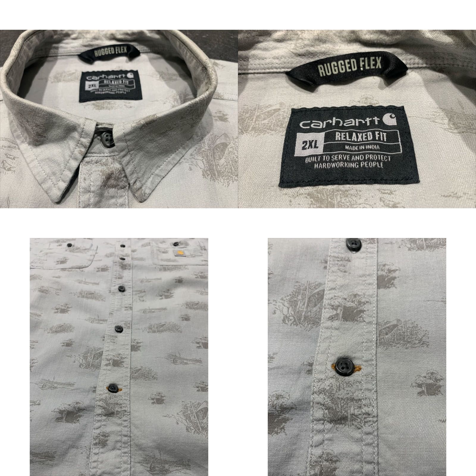 Carhartt Carhartt Men’s Short Sleeve Button-Up Shirt 2XL Cotton Gray Casual Workwear 2010s Size US XXL / EU 58 / 5 - 8 Thumbnail