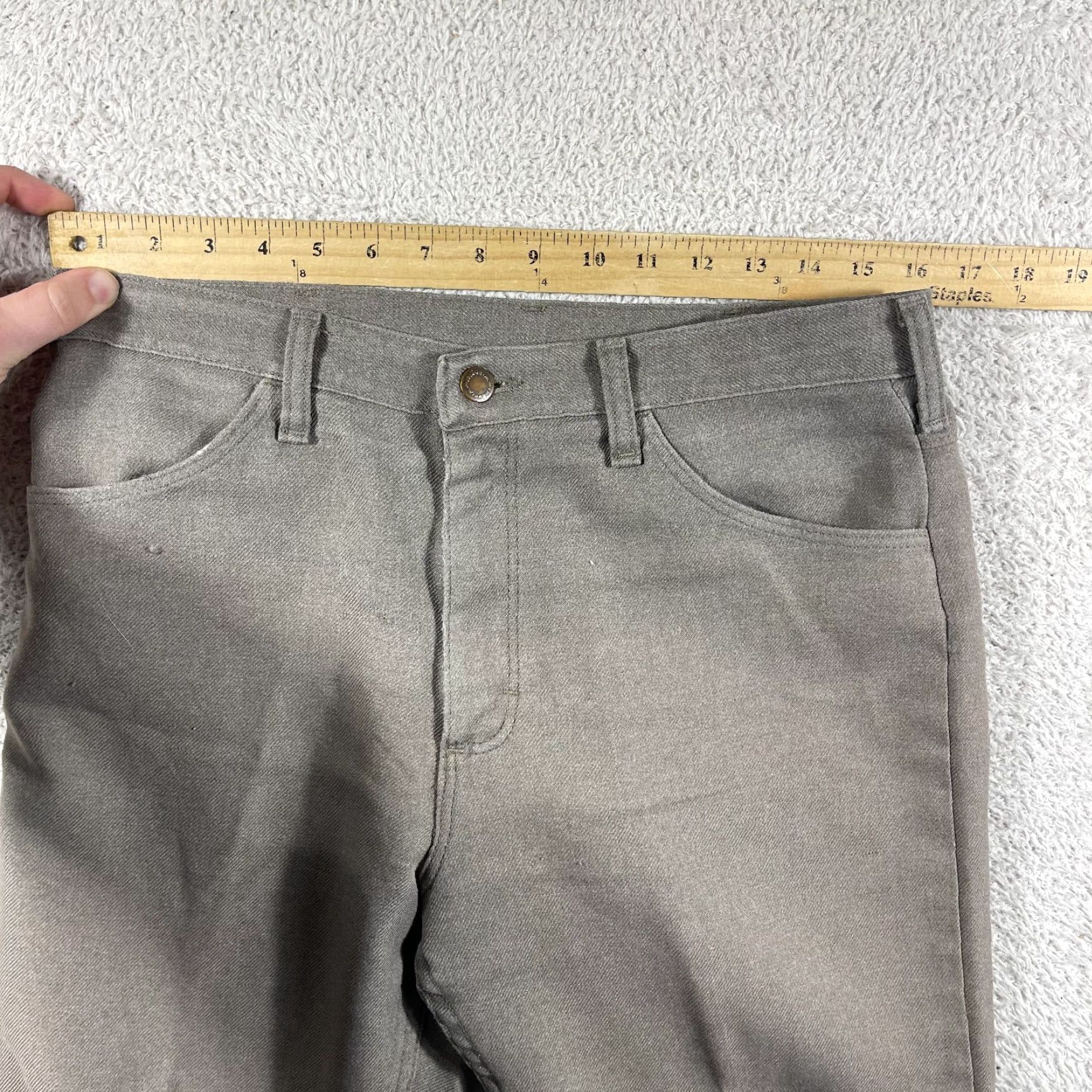 Wrangler VINTAGE Wrangler Dress Jeans Mens 32x29 Beige Brown Polyester Bootcut USA Cowboy Jeans Mens 32x29 Brown Beige Polyester Bootcut Cowboy Wrangler Size US 32 / EU 48 - 4 Thumbnail