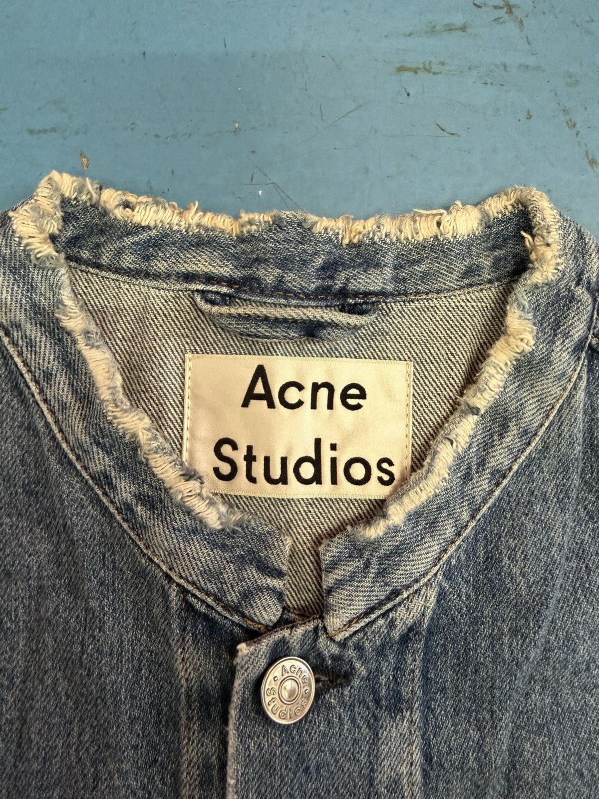 Acne Studios ACNE STUDIOS COLLARLESS DENIM JACKET Size US L / EU 52-54 / 3 - 3 Thumbnail