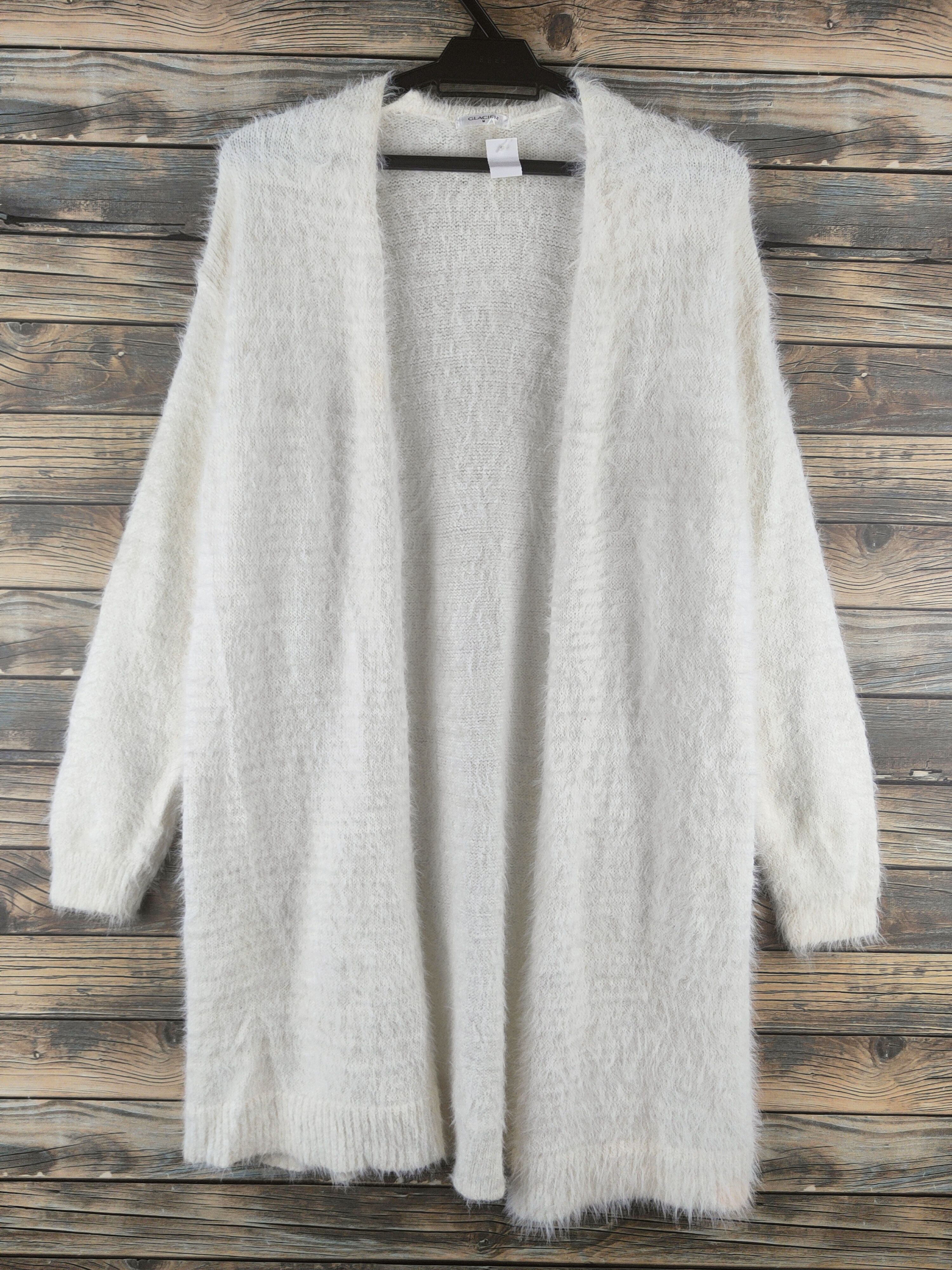 Japanese Brand DL Glacier Ivory Fur Mohair shaggy Knitwear Cardigan #46-911 Size M / US 6-8 / IT 42-44 - 1 Thumbnail
