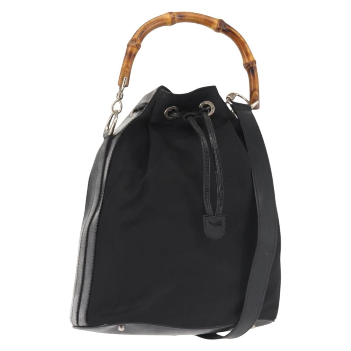Gucci GUCCI Bamboo Hand Bag Nylon Black Silver Size ONE SIZE - 1 Thumbnail