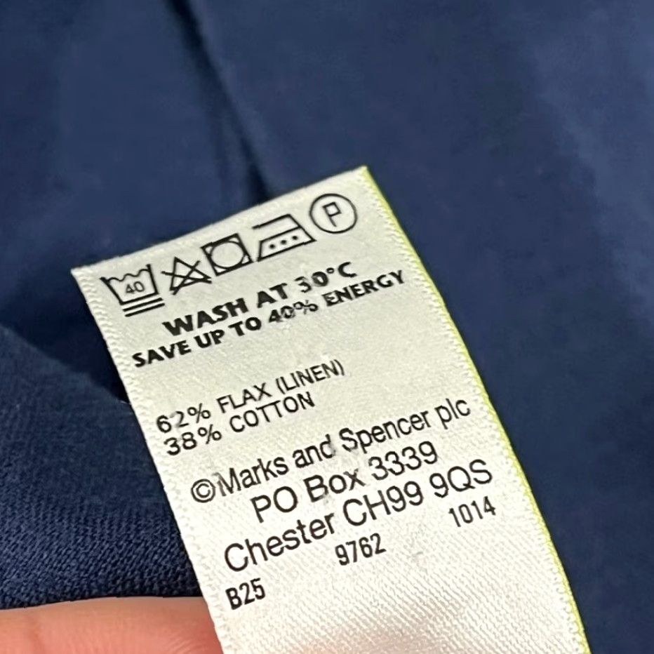 Marks & Spencer Marks & Spencer Button-Up Shirt Men Large Blue Linen Cotton Preppy Casual Size US L / EU 52-54 / 3 - 3 Thumbnail