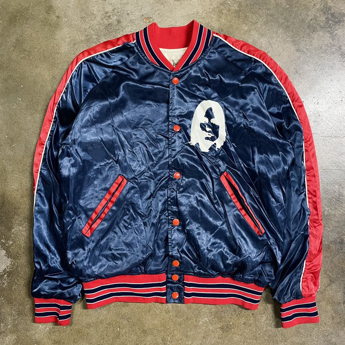 image of Made In USA x Tour Tee Vintage 70's Jackson Browne Tour Satin Bomber Jacket in Navy (Size Medium)