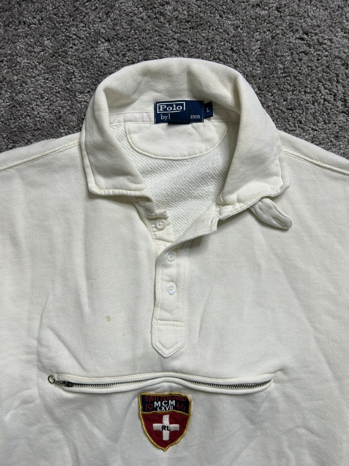 Polo Ralph Lauren Vintage 90s Polo Ralph Lauren Switzerland Quarter Sweatshirt Size US L / EU 52-54 / 3 - 2 Thumbnail