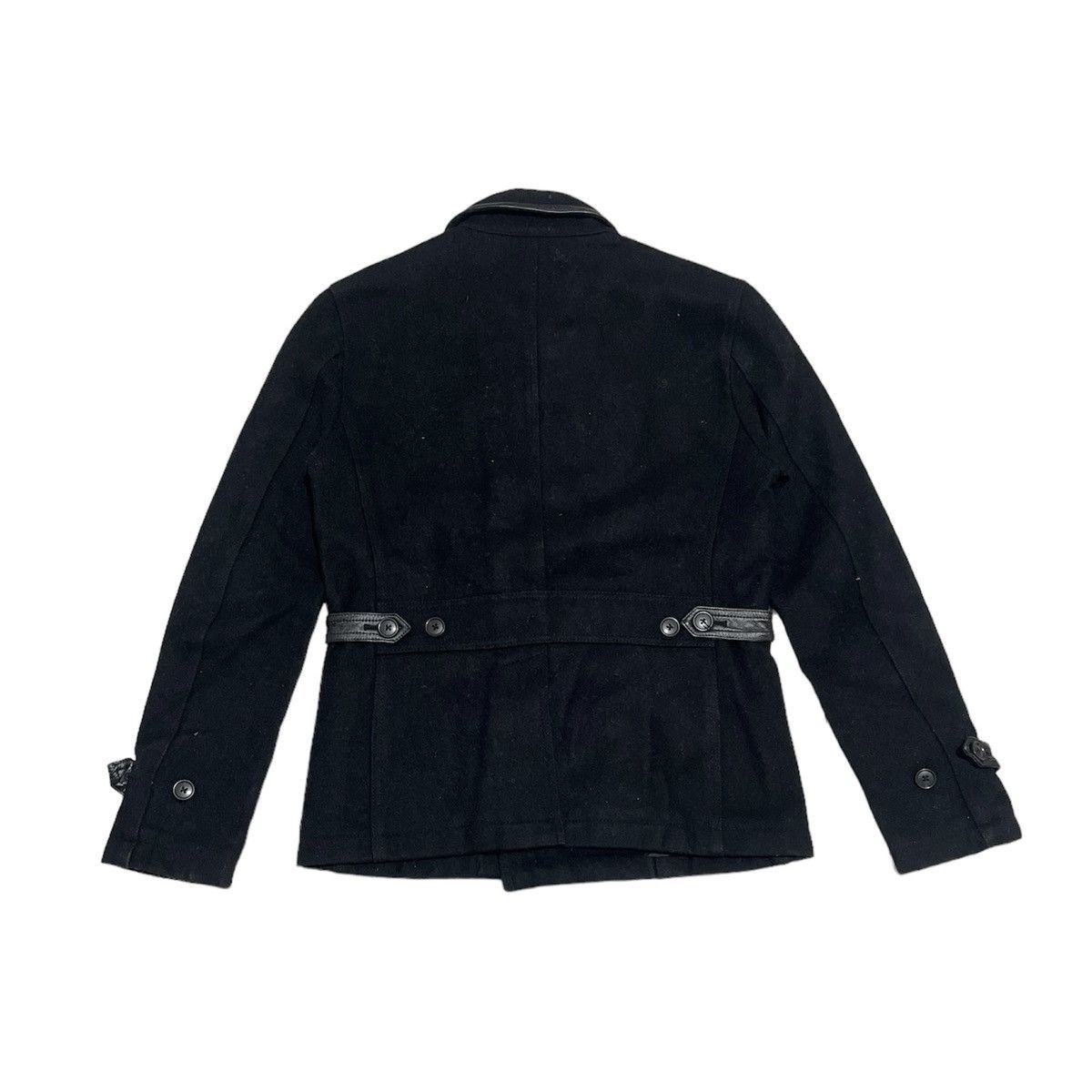 Issey Miyake Tete Homme Double Breast Mix Leather Wool Jacket Size US M / EU 48-50 / 2 - 2 Thumbnail