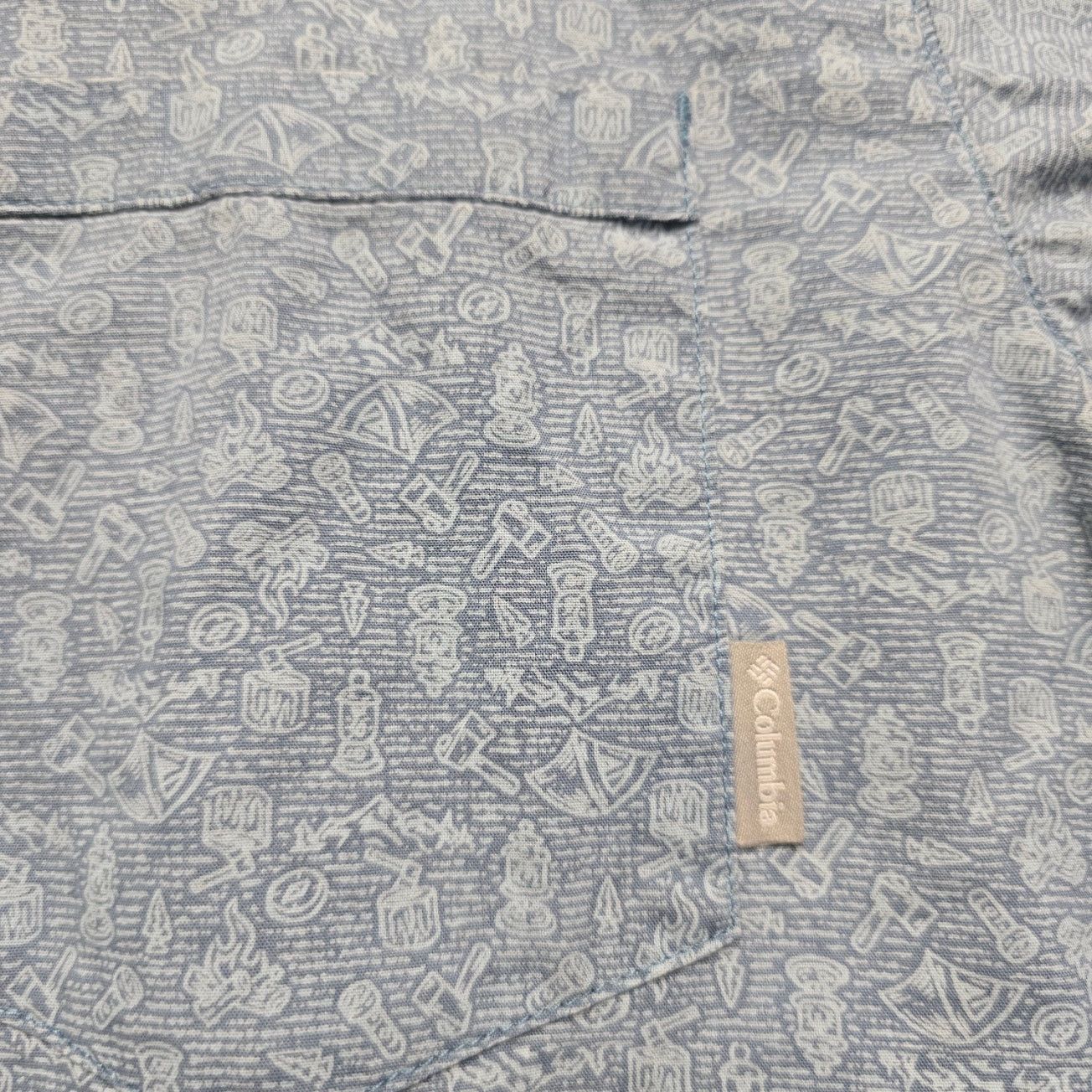 Columbia Columbia Shirt Blue L Short Sleeve Camping Print Button Up Size US L / EU 52-54 / 3 - 3 Thumbnail