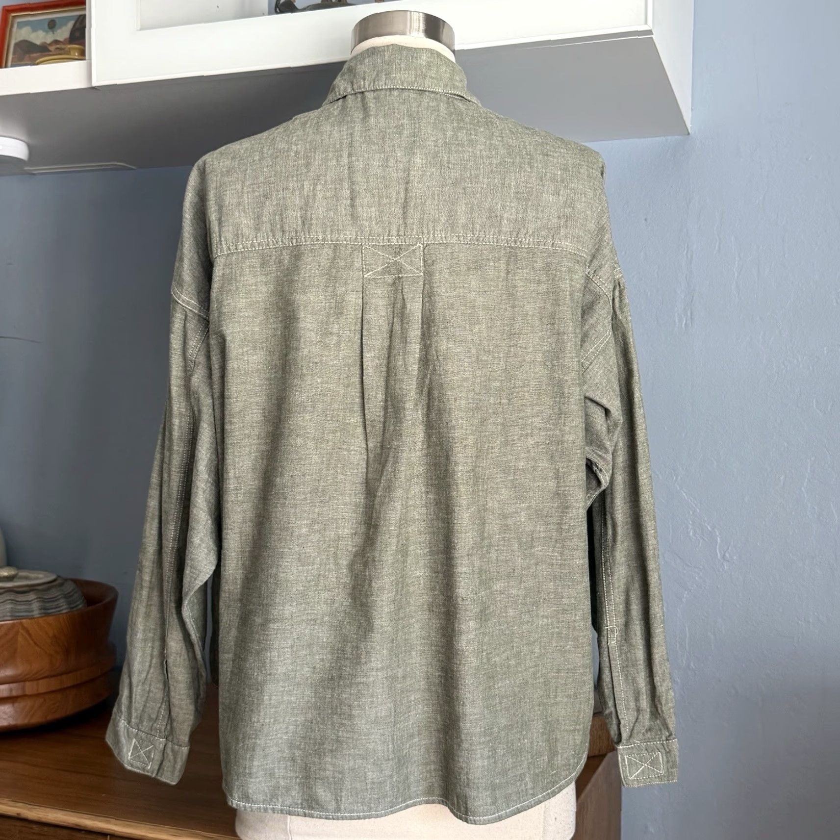 Esprit VINTAGE Esprit Shirt Cargo Pockets Utility Boxy Oversized Size S Green/grey 90s Womens Size S / US 4 / IT 40 - 4 Thumbnail