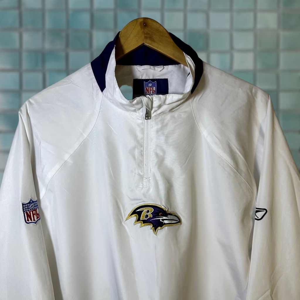 Reebok VINTAGE? Reebok NFL Baltimore Ravens 1/4 Zip Windbreaker Jacket White Mens M Size US M / EU 48-50 / 2 - 1 Thumbnail