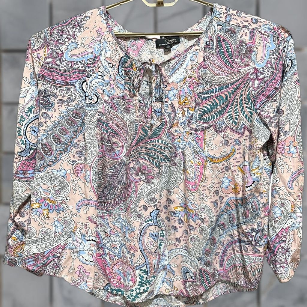 Vintage Suzanne Betro Blouse Plus 3X Pink Paisley Boho Tunic Long Sleeve Casual Womens Shirt Blouse Ceramic? Size XXL / US 16-18 / IT 52-54 - 1 Thumbnail