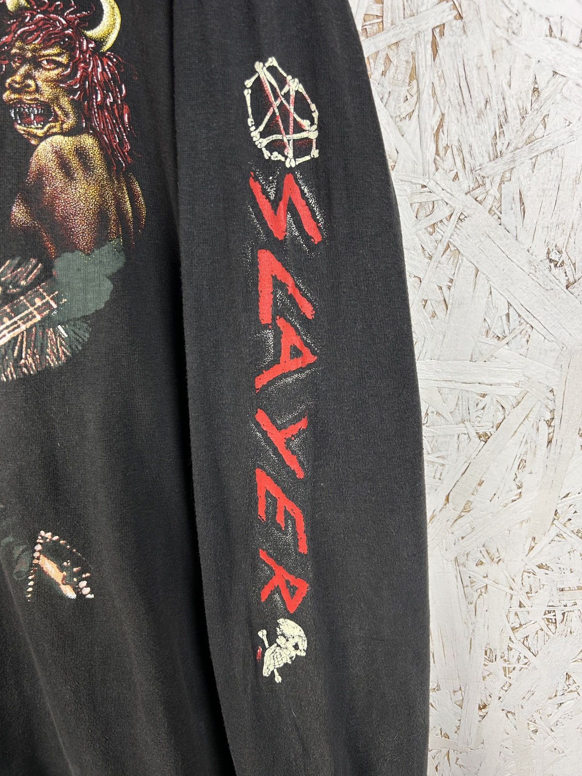 Band Tees 90s Vintage Slayer Spiral Designs Licensed Faded Long Sleeve Size US XL / EU 56 / 4 - 4 Thumbnail