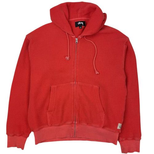Stussy Stussy Double Layer Waffle Knit Hoodie Red | Grailed